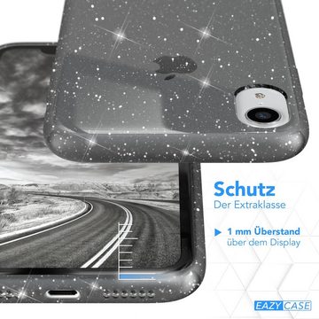 EAZY CASE Handyhülle Glitter Case für Apple iPhone XR 6,1 Zoll, Glitzerhülle Transparent Bumper Case Handycase Glossy Grau Anthrazit