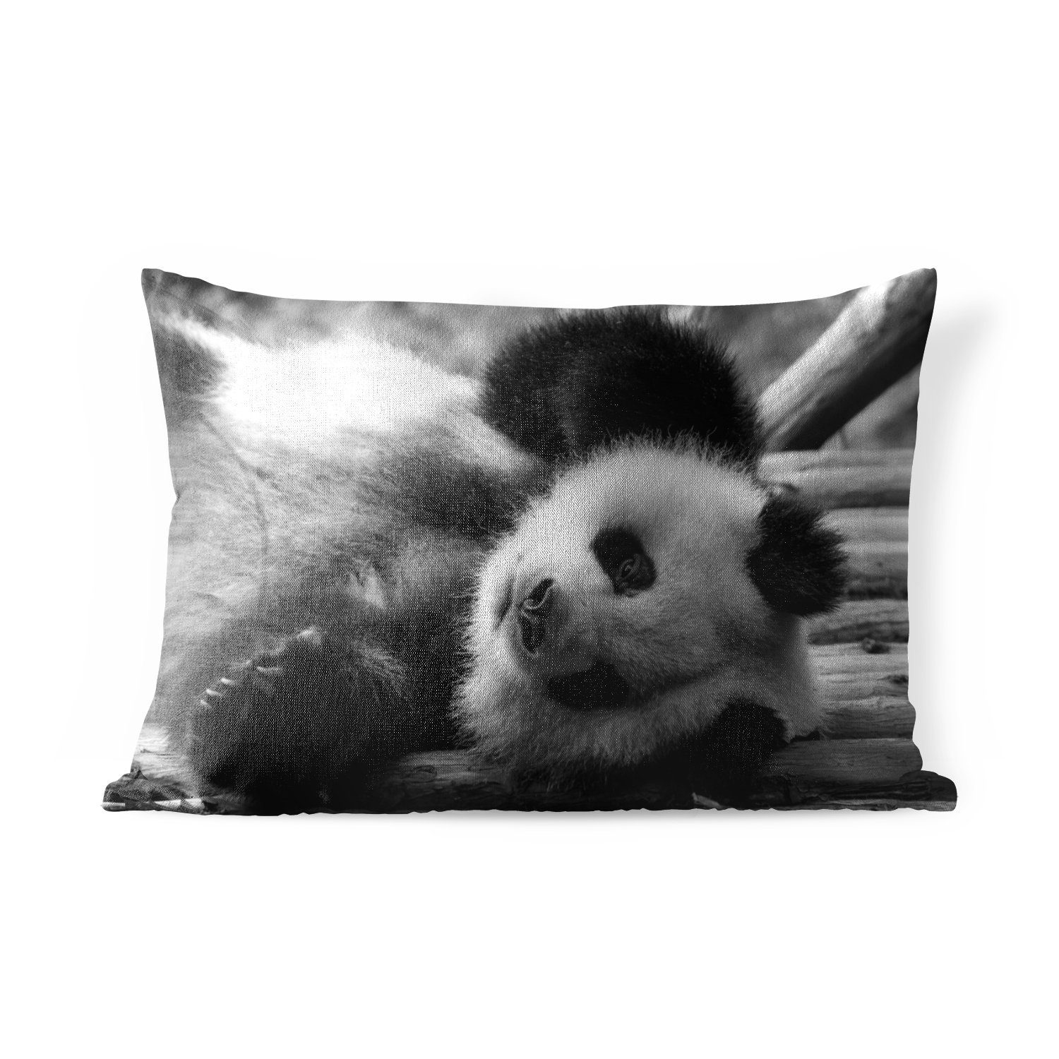 MuchoWow Dekokissen Tierprofil rollenden Panda in schwarz und weiß, Outdoor-Dekorationskissen, Polyester, Dekokissenbezug, Kissenhülle