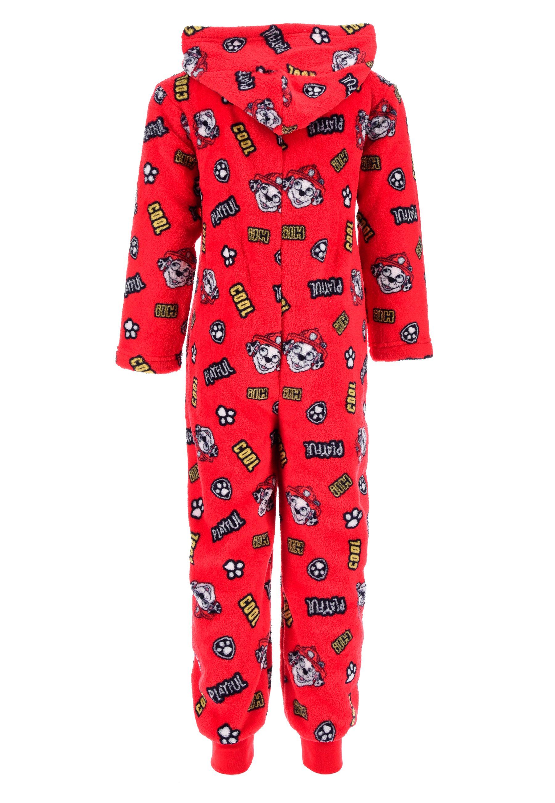 PAW PATROL Schlafanzug Schlaf Overall Rot Pyjama Schlafanzug langarm