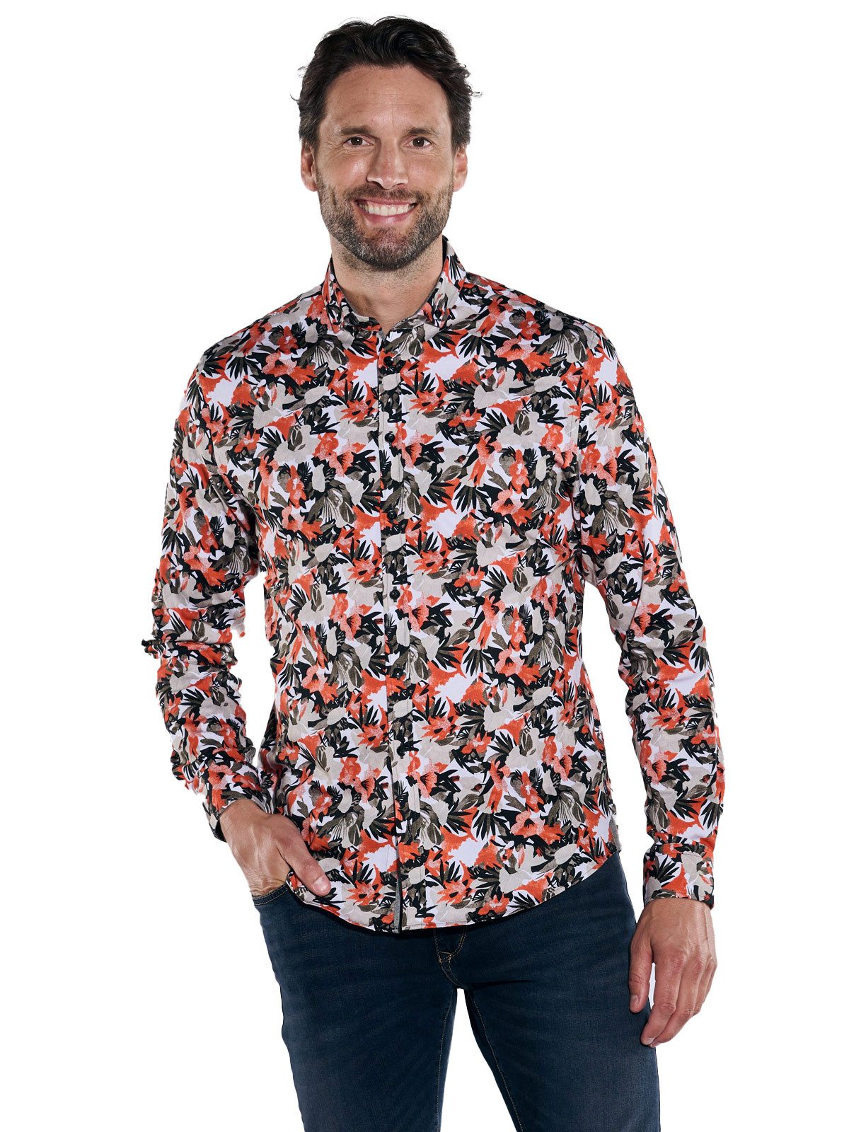 Langarmhemd Langarm-Hemd gemustert