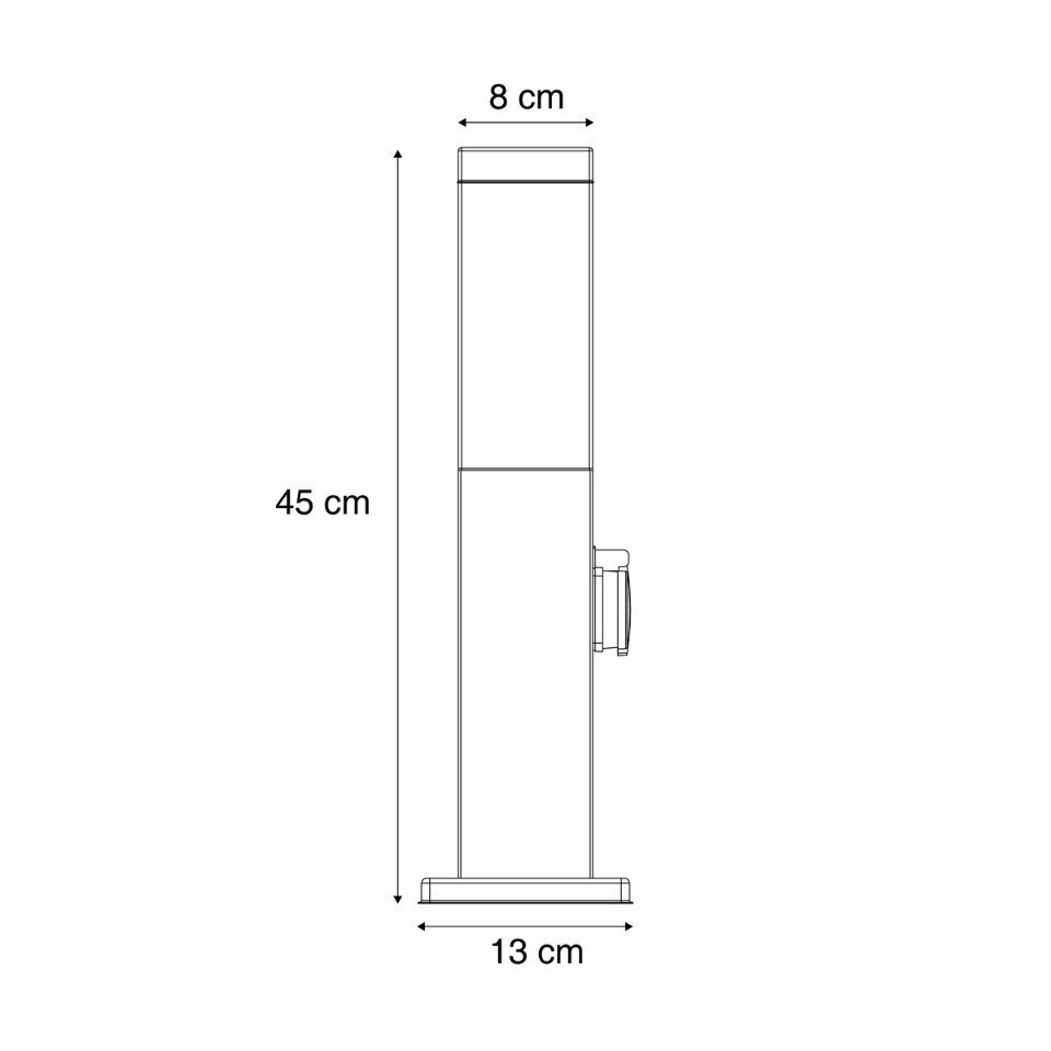 Qazqa Außen-Stehlampe Malios, ohne Leuchtmittel, Warmweiß, QAZQA Außen­poller­leuchte, e27, Dunkelgrau, Edelstahl, Modern