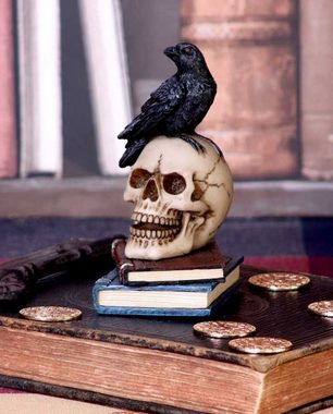Horror-Shop Dekofigur Raven's Spell Rabe auf Totenkopf Gothic Dekofigur