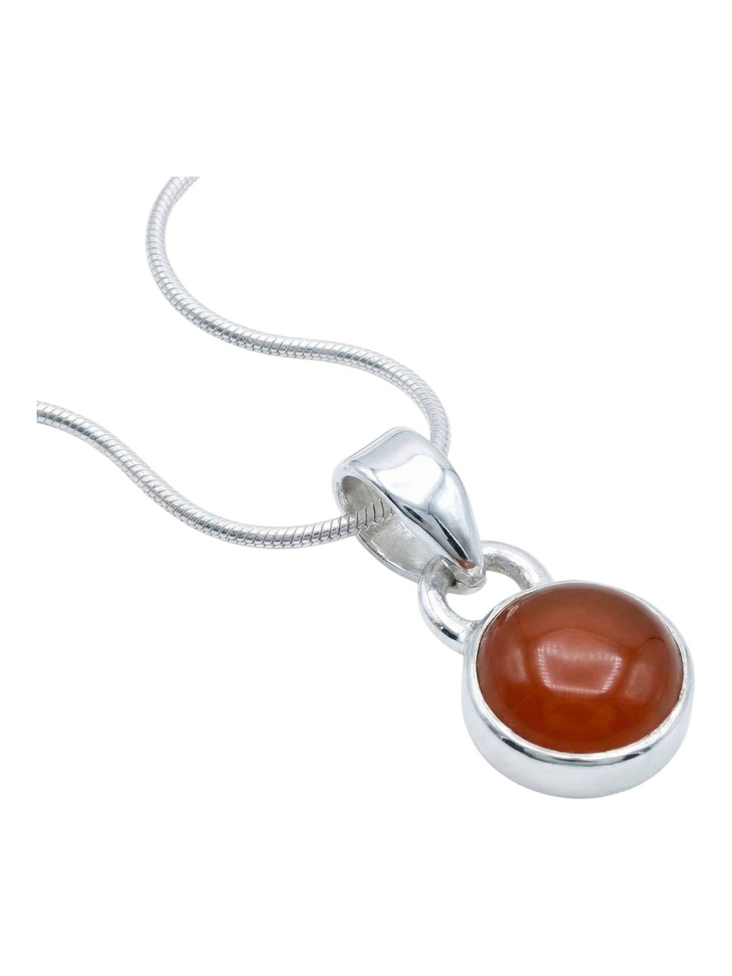 Kette mit Anhänger SAMA rund aus 925 Silber mit Karneol