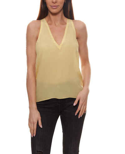 CACHAREL Tanktop cacharel Sommer-Shirt zeitloses Seiden-Top für Damen mit weitem Armausschnitt Freizeit-Shirt Gelb