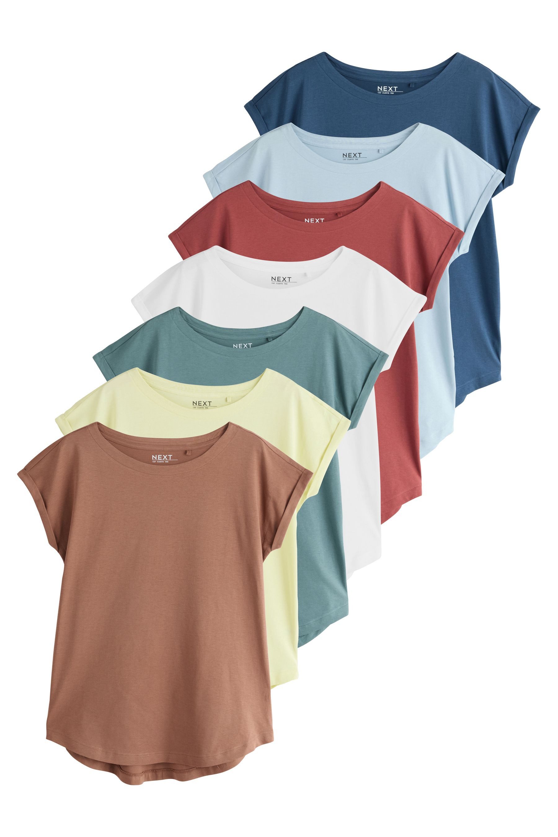 Next T-Shirt 7er-Pack T-Shirts mit überschnittenen Schultern (7-tlg) günstig online kaufen