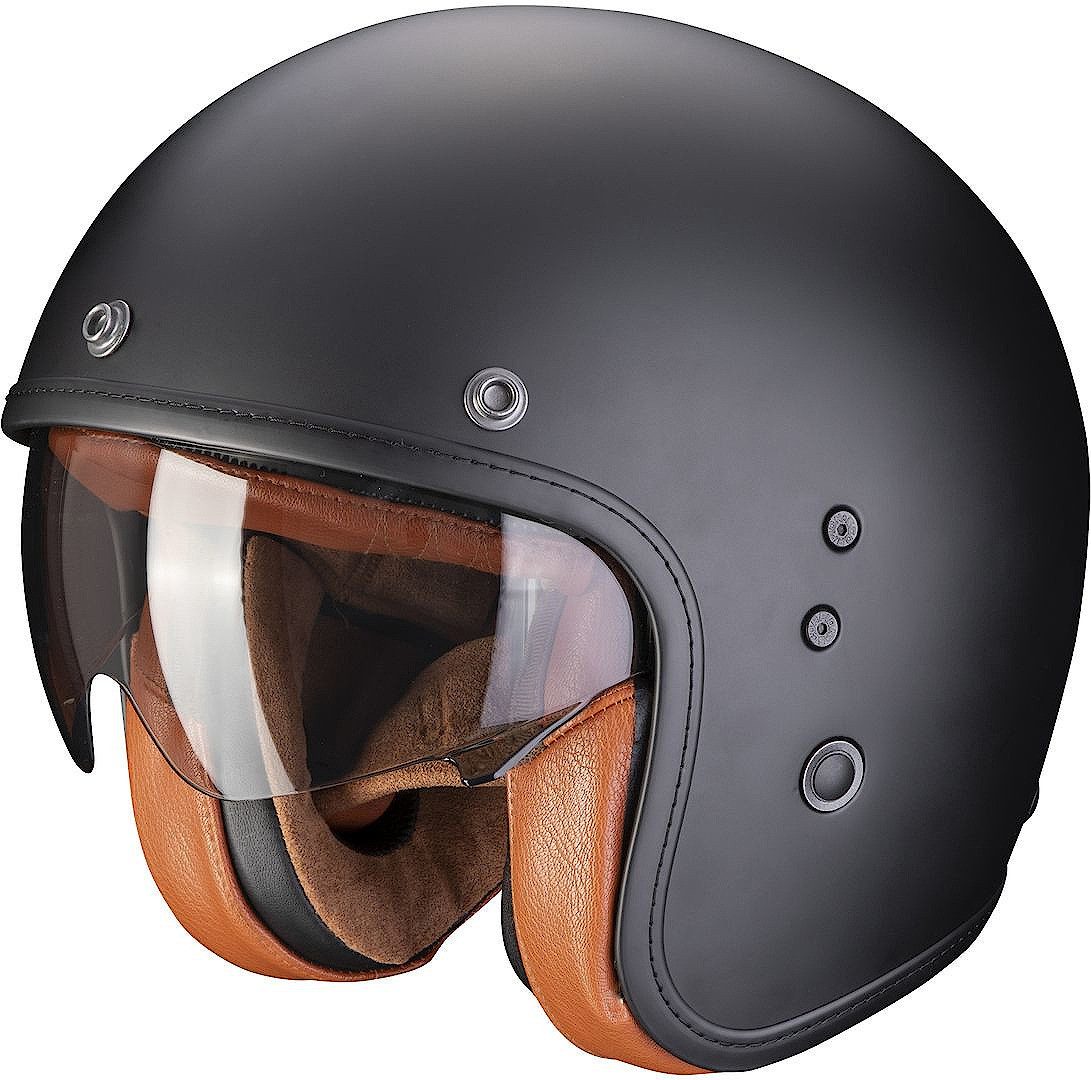 Scorpion Exo Motorradhelm Belfast Evo Luxe Jethelm, Sonnenvisier, Ratschenverschluss, ECE 22.06