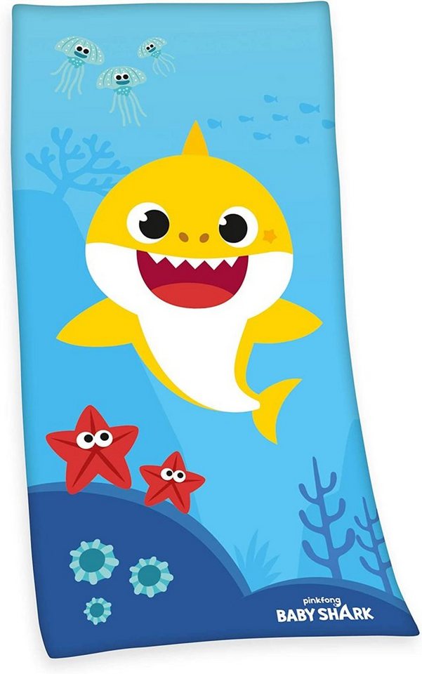 bedruckt, Schönes Handtuch Velours (1-St), Shark, Badetuch Baby hochfarbig