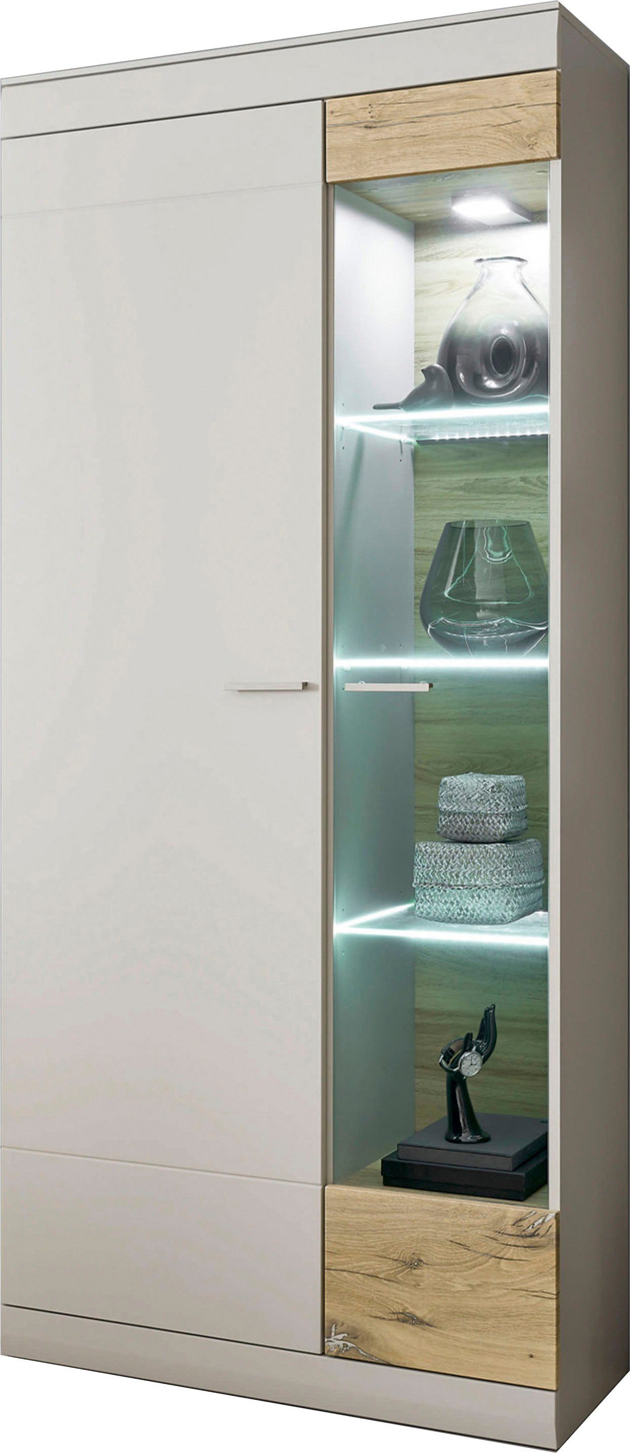 INOSIGN Vitrine SCARA mit Softclose-Funktion 90 mit cm, Zinneiche Breite Dekor, Applikation