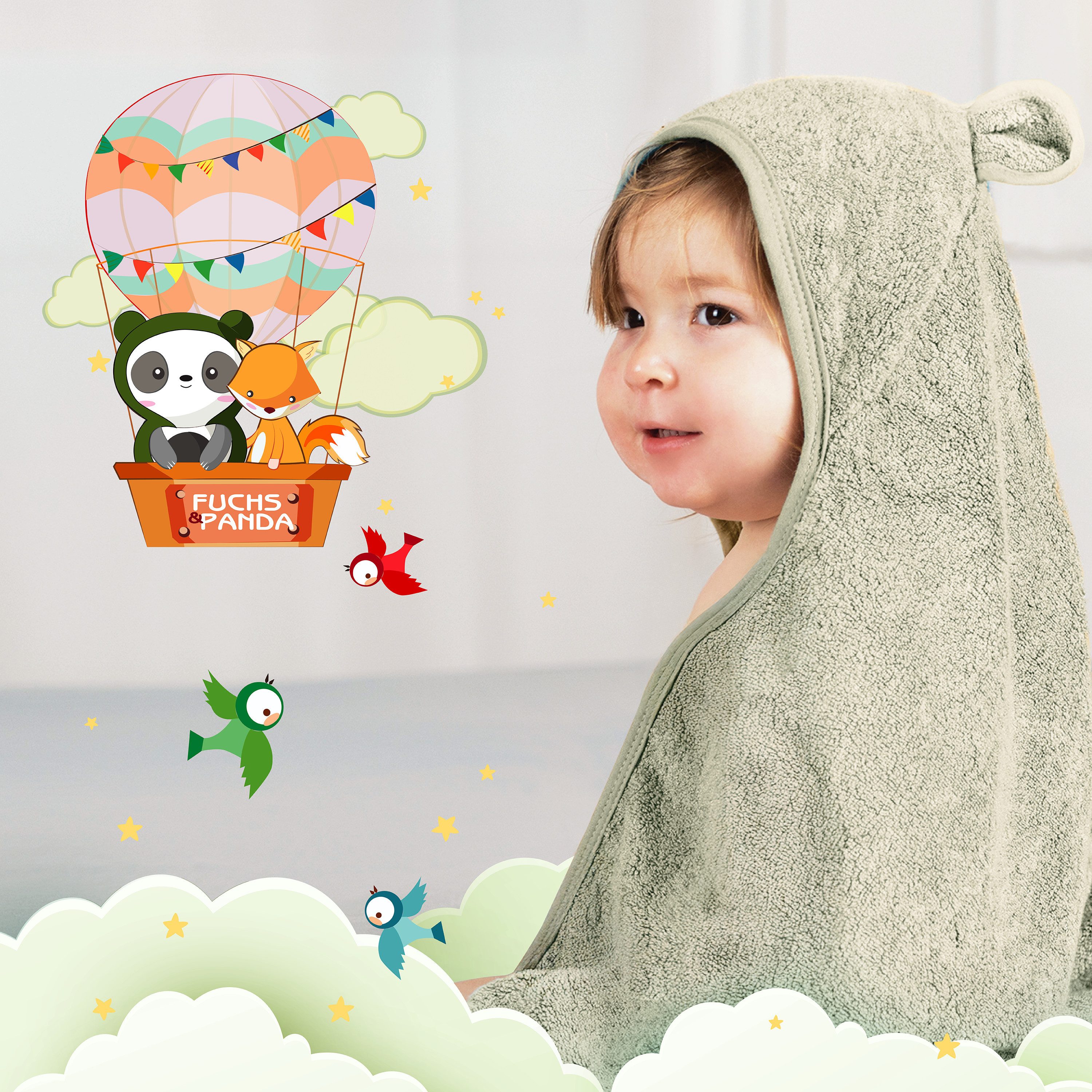 Fuchs & Panda Kapuzenhandtuch Kapuzenhandtuch Baby EXTRA dick, warm & weich aus 100% Bambus, 100% Bambus: Antimikrobiell, Atmungsaktiv, Hypoallergen, Superweich