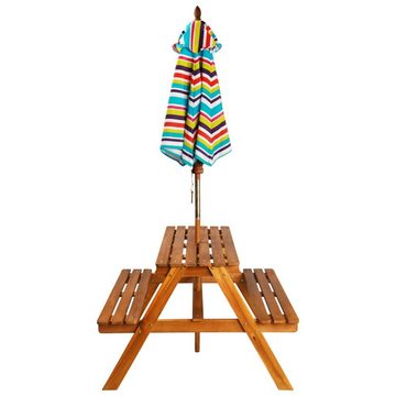 vidaXL Kindertisch Kinder-Picknicktisch Sonnenschirm 79x90x60cm Massivholz Akazie