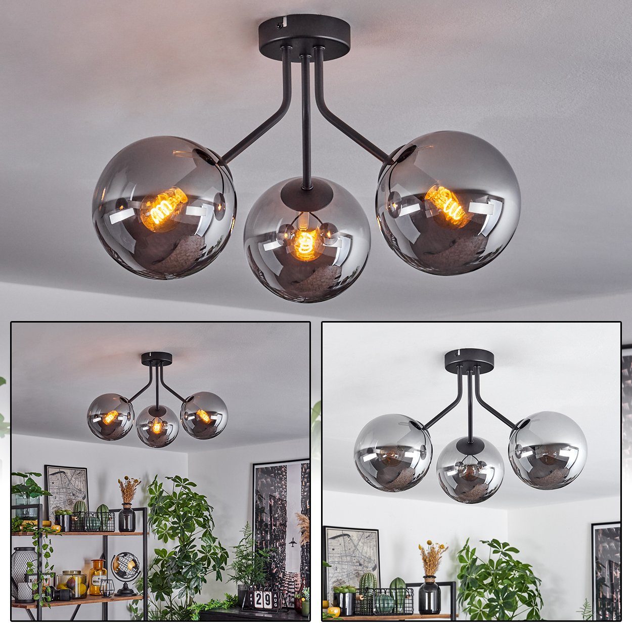 hofstein Deckenleuchte moderne Deckenlampe aus Metall/Glas günstig online kaufen