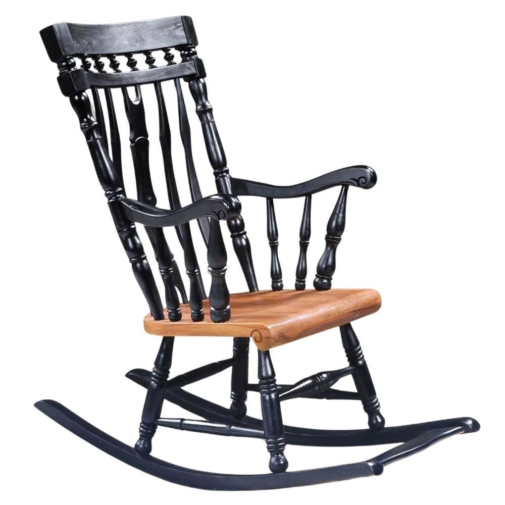 LebensWohnArt Stuhl Schaukelstuhl SCANDI Teakholz – Entspannung pur - Schaukelsessel