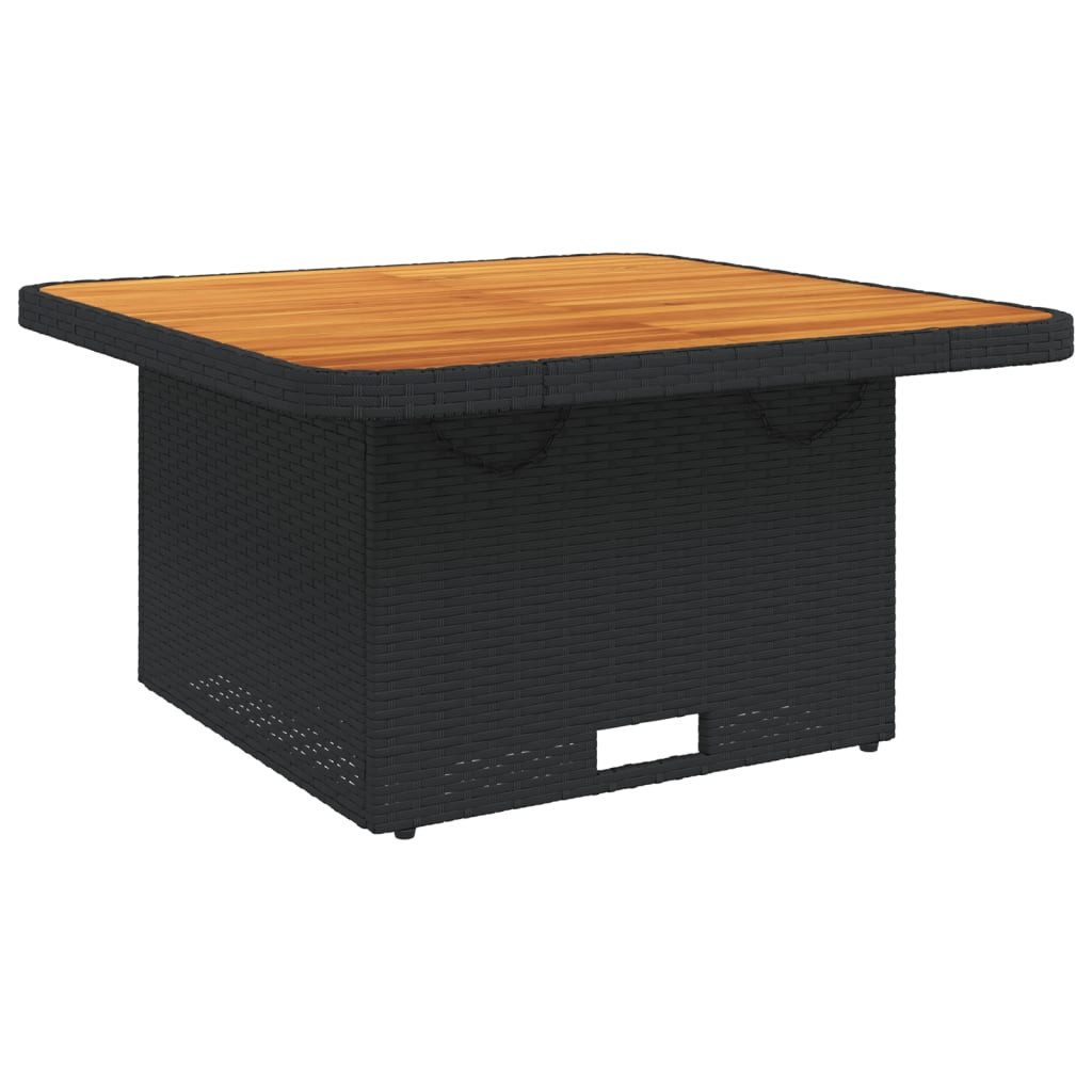 vidaXL Gartentisch 80 x 80 x 71 cm Gartentisch Schwarz 80x80x71 cm Polyrattan und Akazien