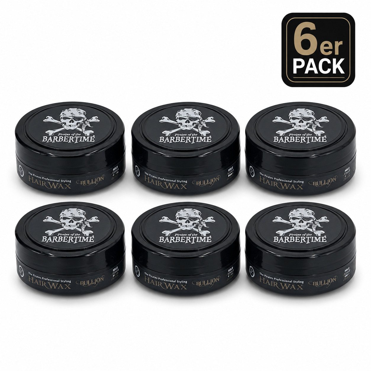 BARBERTIME Haarwachs 6x Haarwachs Hair Wax Styling Wax 150ml Bullion, 6-tlg.