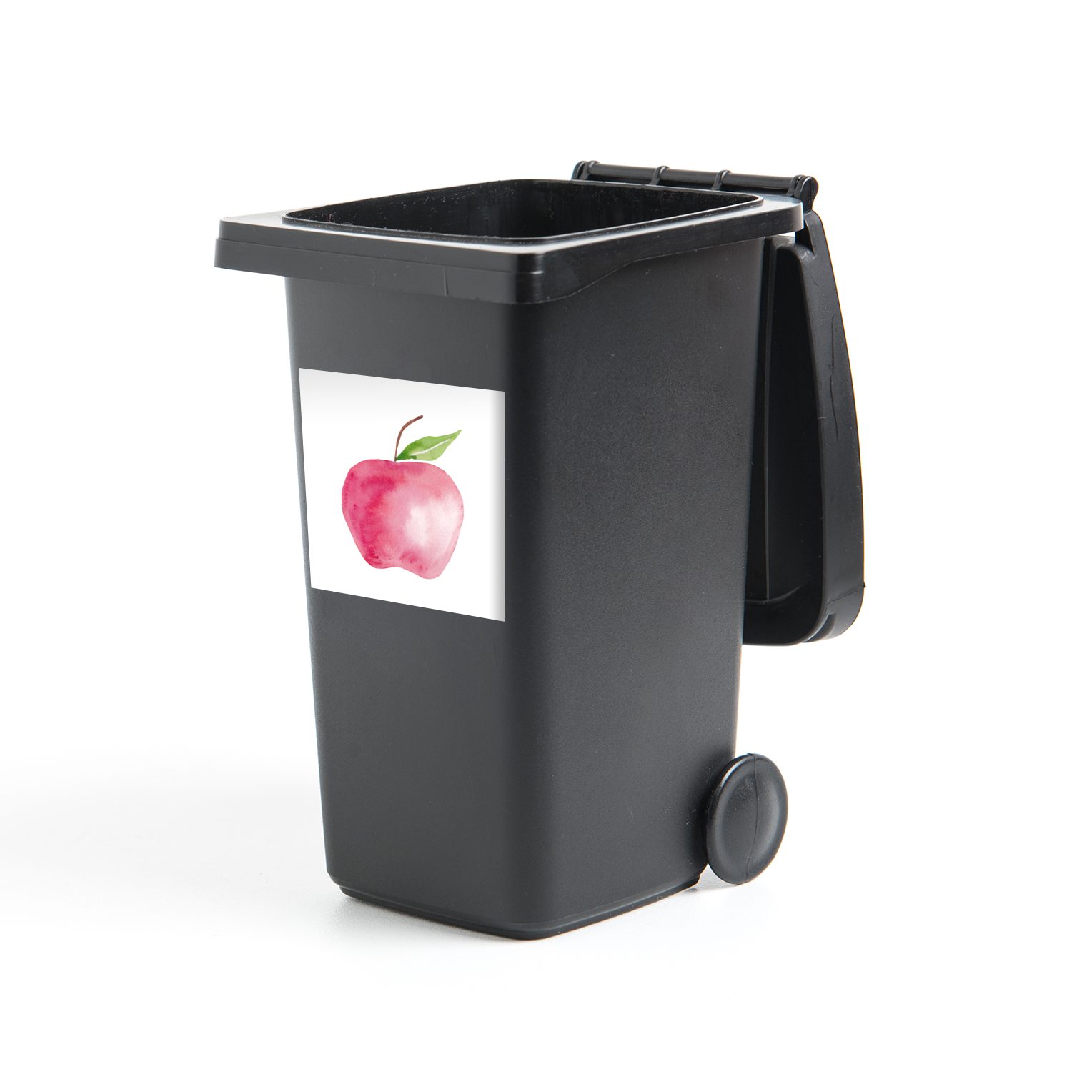 MuchoWow Wandsticker Apfel - Rot - Aquarell (1 St), Mülleimer-aufkleber, Mülltonne, Sticker, Container, Abfalbehälter | Wandtattoos