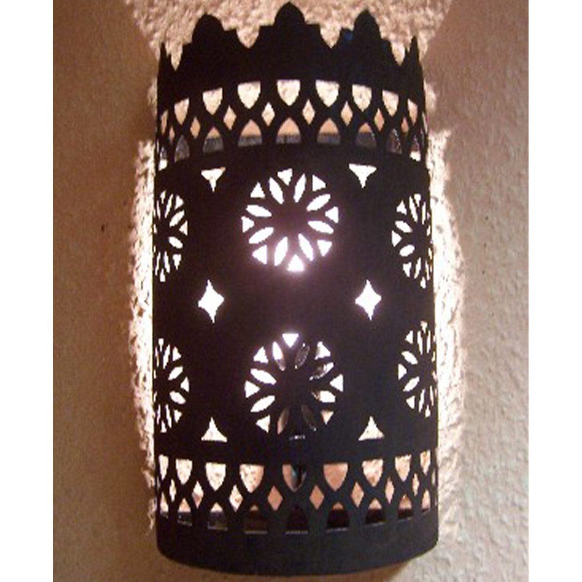 Marrakesch Orient & Mediterran Interior Wandleuchte Orientalische Wandlampe Lera handgefertigt aus Metall in Schwarz 30 cm, Handarbeit