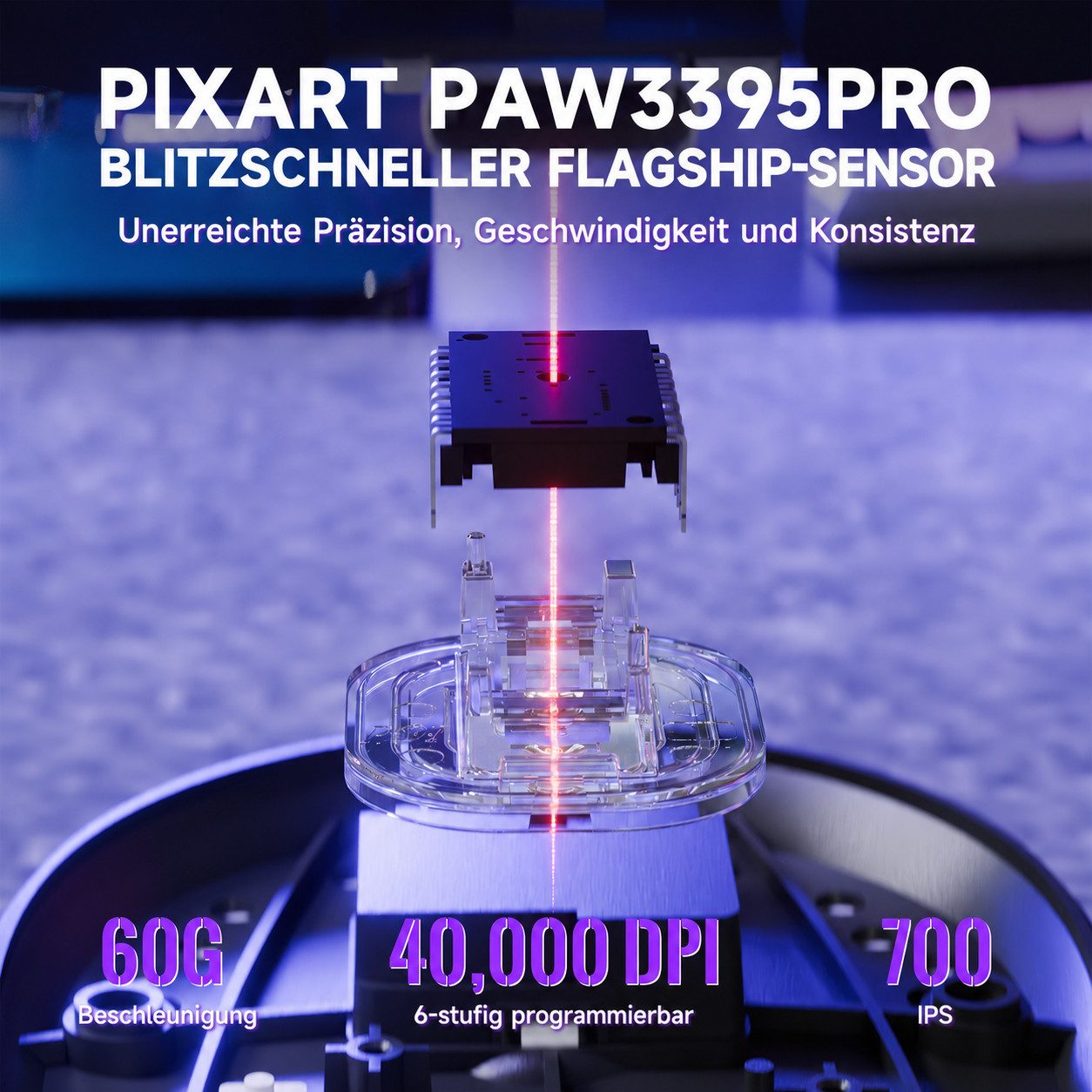 ATTACK SHARK X8PRO 8K-Polling Rate 55g Kabellose Gaming-Maus Gaming-Maus (2,4 G/Wied/BT, PAW3395PRO Sensor,BK52820 MCU) – Bild 3 von 5