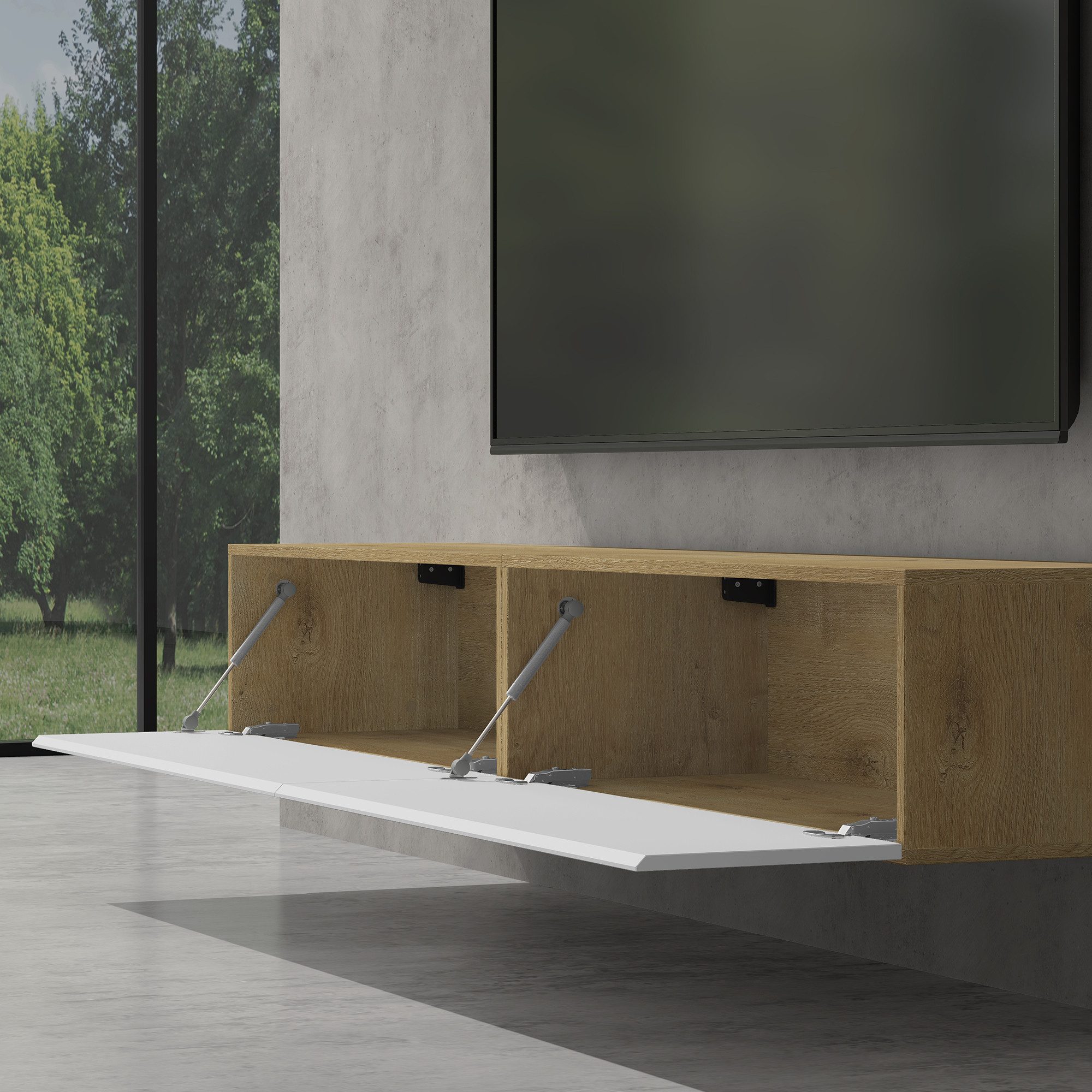 doporro TV-Board TV-schrank Fernsehschrank Low-Board TV-Tisch Wand-hängend F02