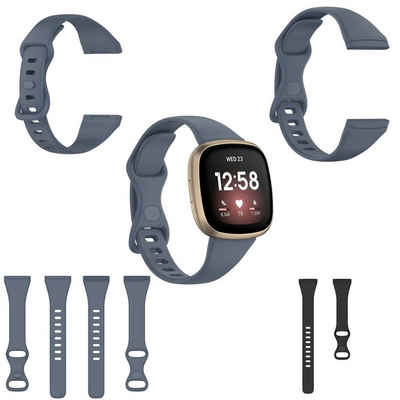 Wigento Smartwatch-Armband Für Fitbit Versa 4/Versa 3/Sense Kunststoff Armband Frauen Cyan-Blau