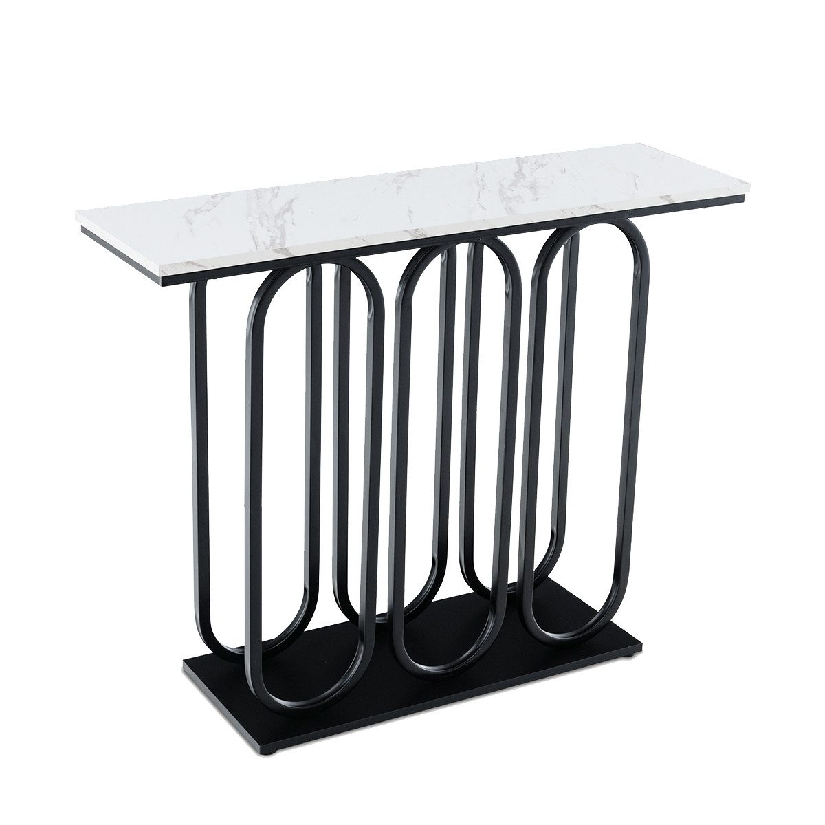 COSTWAY Konsolentisch, schwarz, schmal, mit Marmoroptik, günstig online kaufen