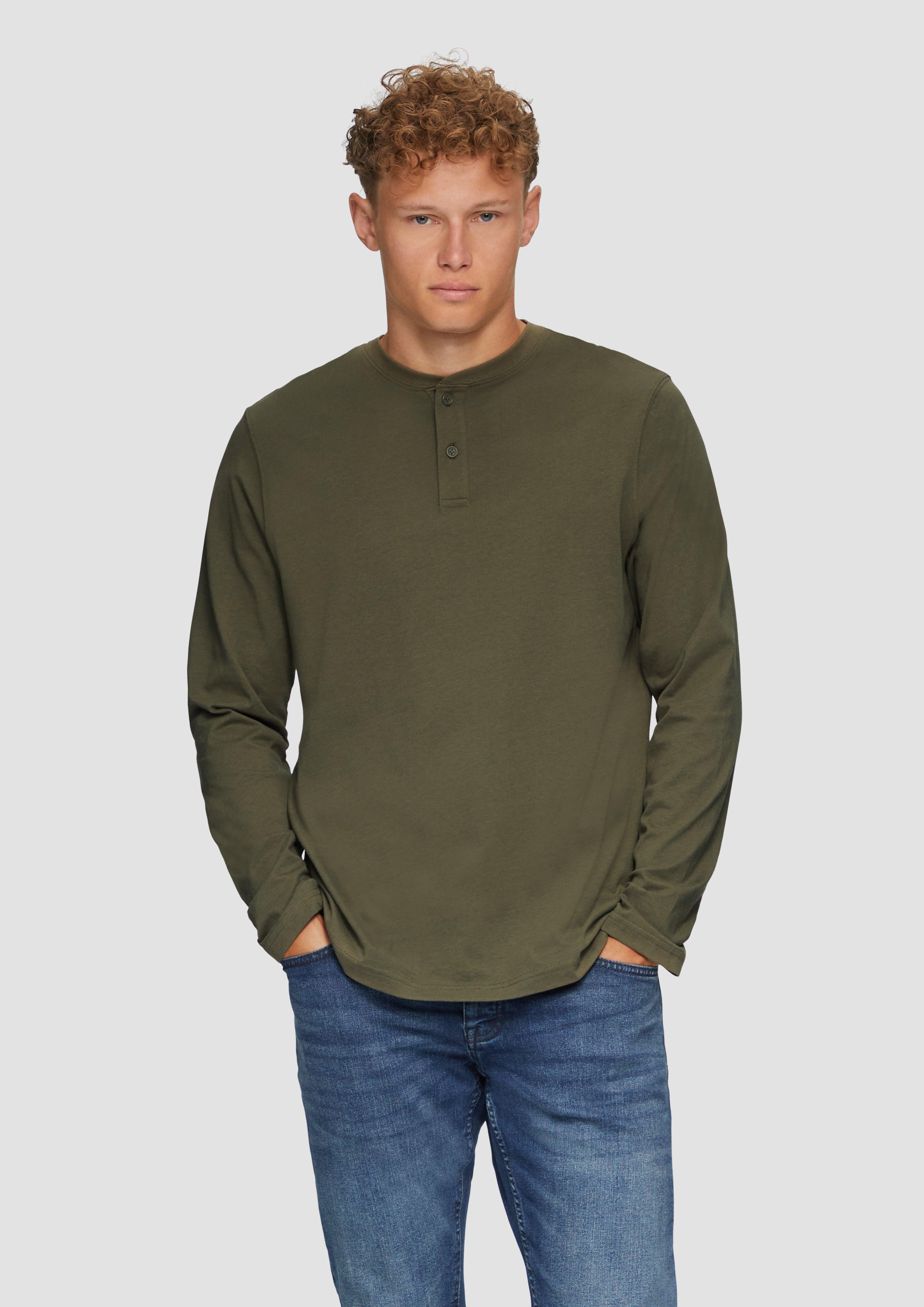QS Langarmshirt Henley mit Knopfverschluss günstig online kaufen