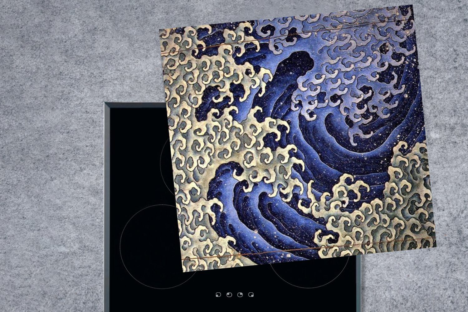 Welle - Männliche (1 Ceranfeldabdeckung, Herdblende-/Abdeckplatte cm, Gemälde MuchoWow Katsushika Arbeitsplatte 78x78 Hokusai, für Vinyl, von küche tlg),