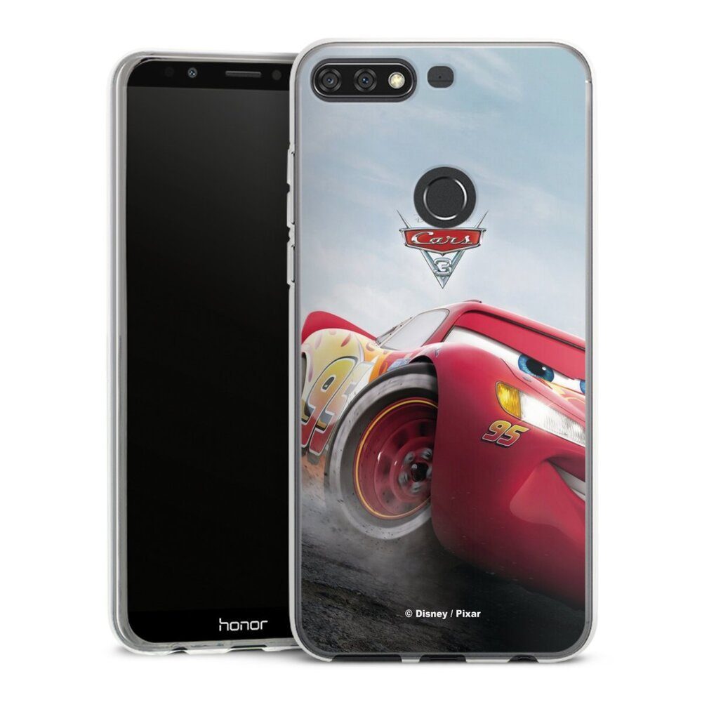 DeinDesign Handyhülle Lightning Mcqueen 95 Offizielles Lizenzprodukt Cars, Huawei Y7 (2018) Silikon Hülle Bumper Case Handy Schutzhülle