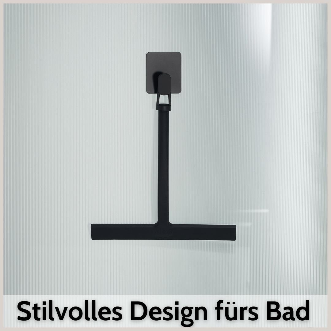 DEKAZIA Duschabzieher Silikon, Duschwischer, Fensterabzieher mit Halterung, Scheibenabzieher, (Badezimmer Abzieher mit Halterungen), 3 Befestigungsmöglichkeiten, ohne Bohren, Silikon mit Edelstahlkern