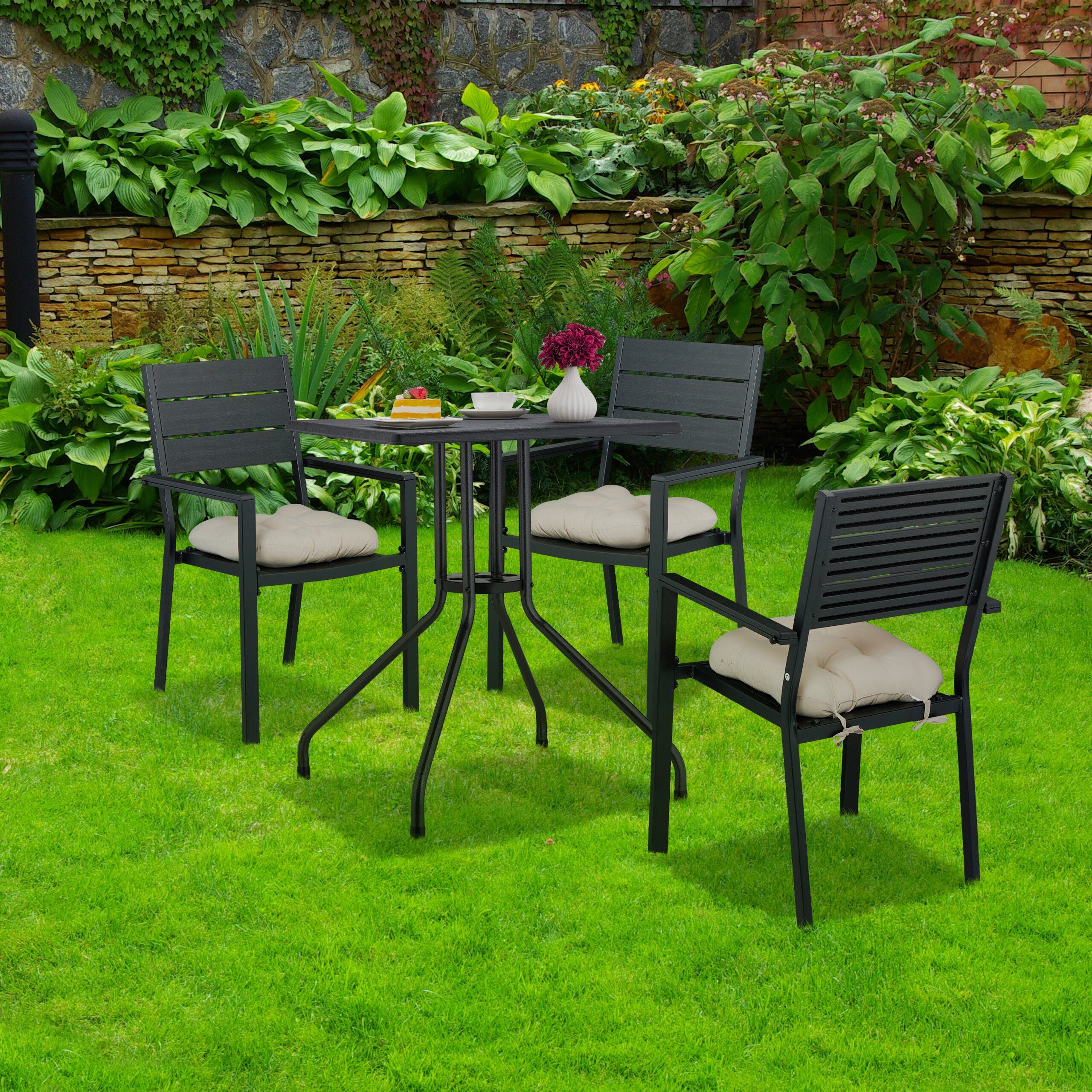 relaxdays Gartentisch in schwarzer Holzoptik (1-St)