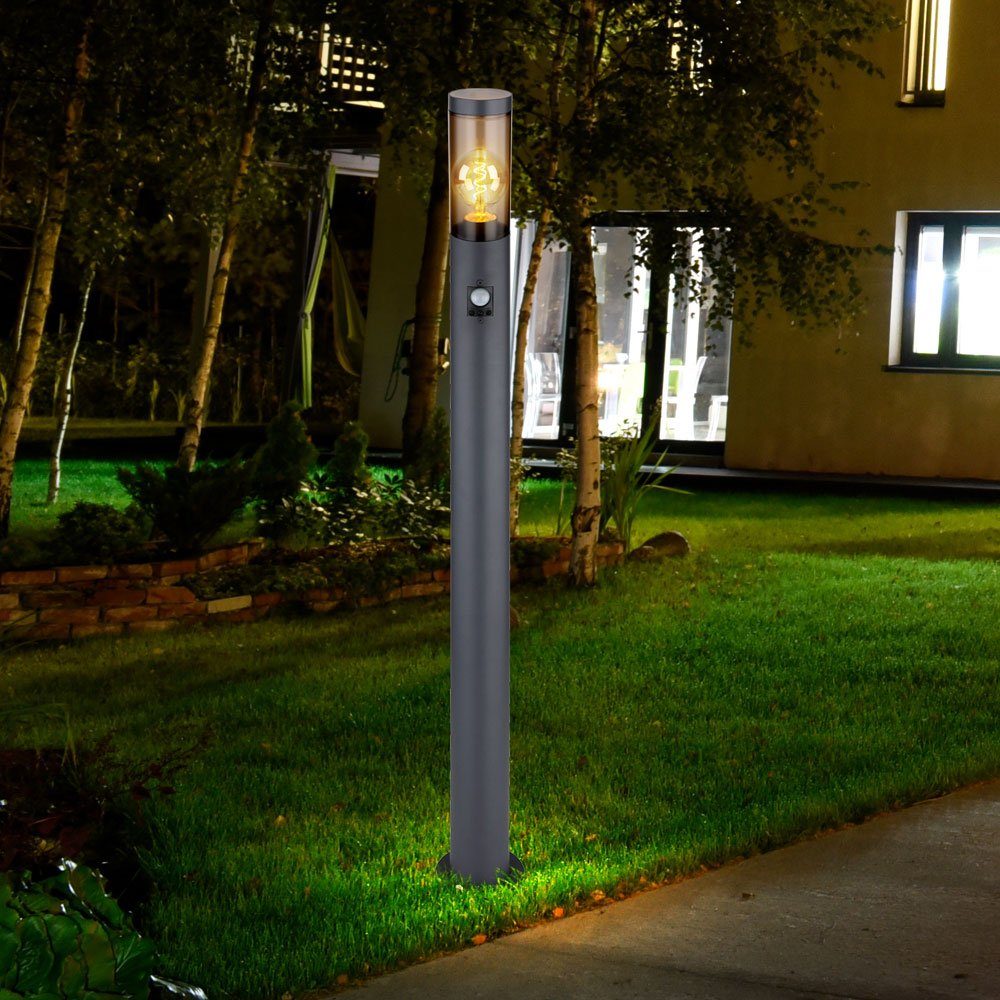 Pollerleuchte, Bewegungsmelder Wegelampe anthrazit H anthrazit Gartenlampe Leuchtmittel Sensor cm Globo nicht 110 rauch Außenstehleuchte inklusive,
