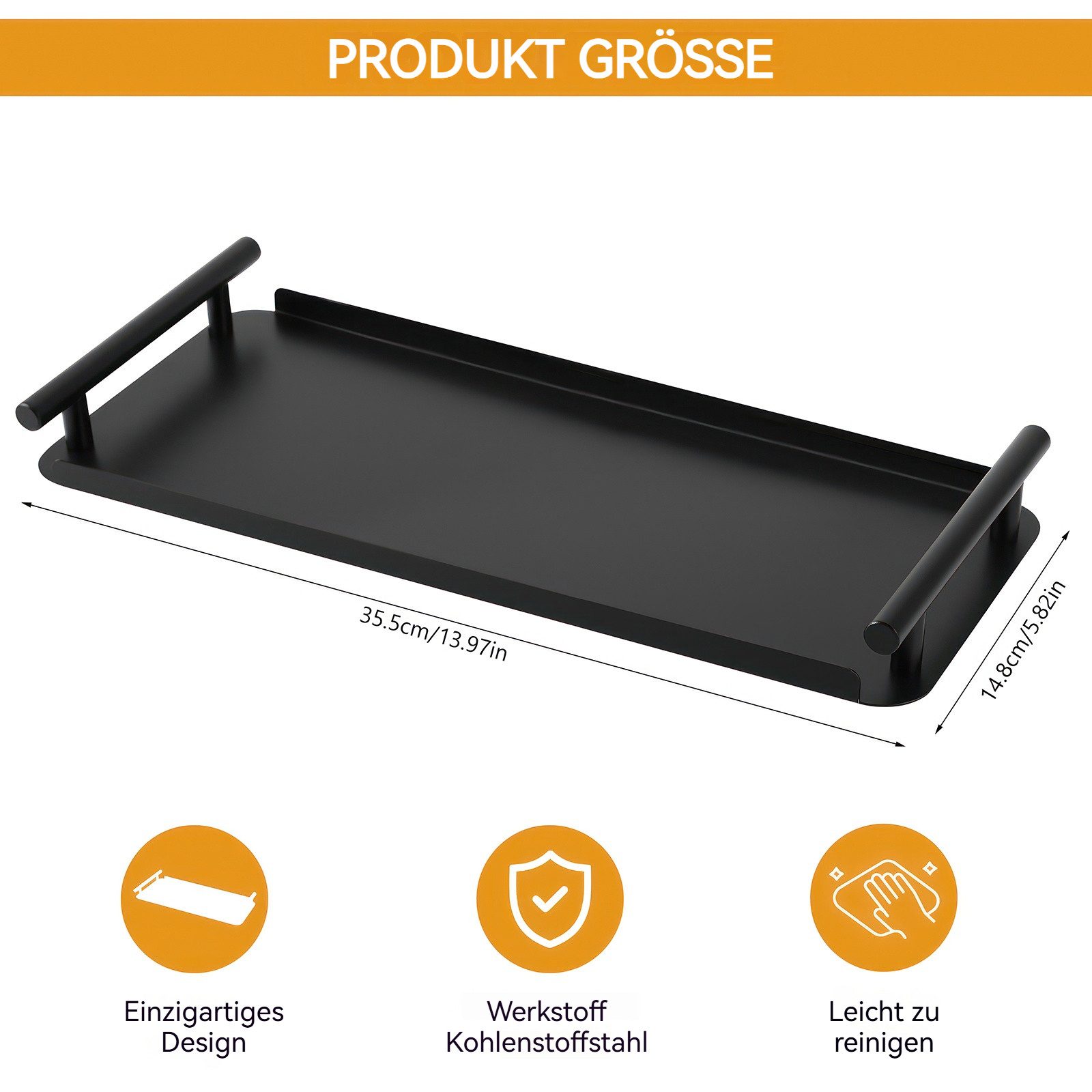 BlingBin Dekotablett Badezimmer Tablett, Ablagetablett, Deko Tablett Rechteckig mit Griff (1er Set, 1 St., Badezimmer-Tablett, dekoratives Tablett für Wohnzimmer und Kosmetik), Ablageschale für Toilettenpapier, Seifenspender, Kosmetik, Küche, Bad