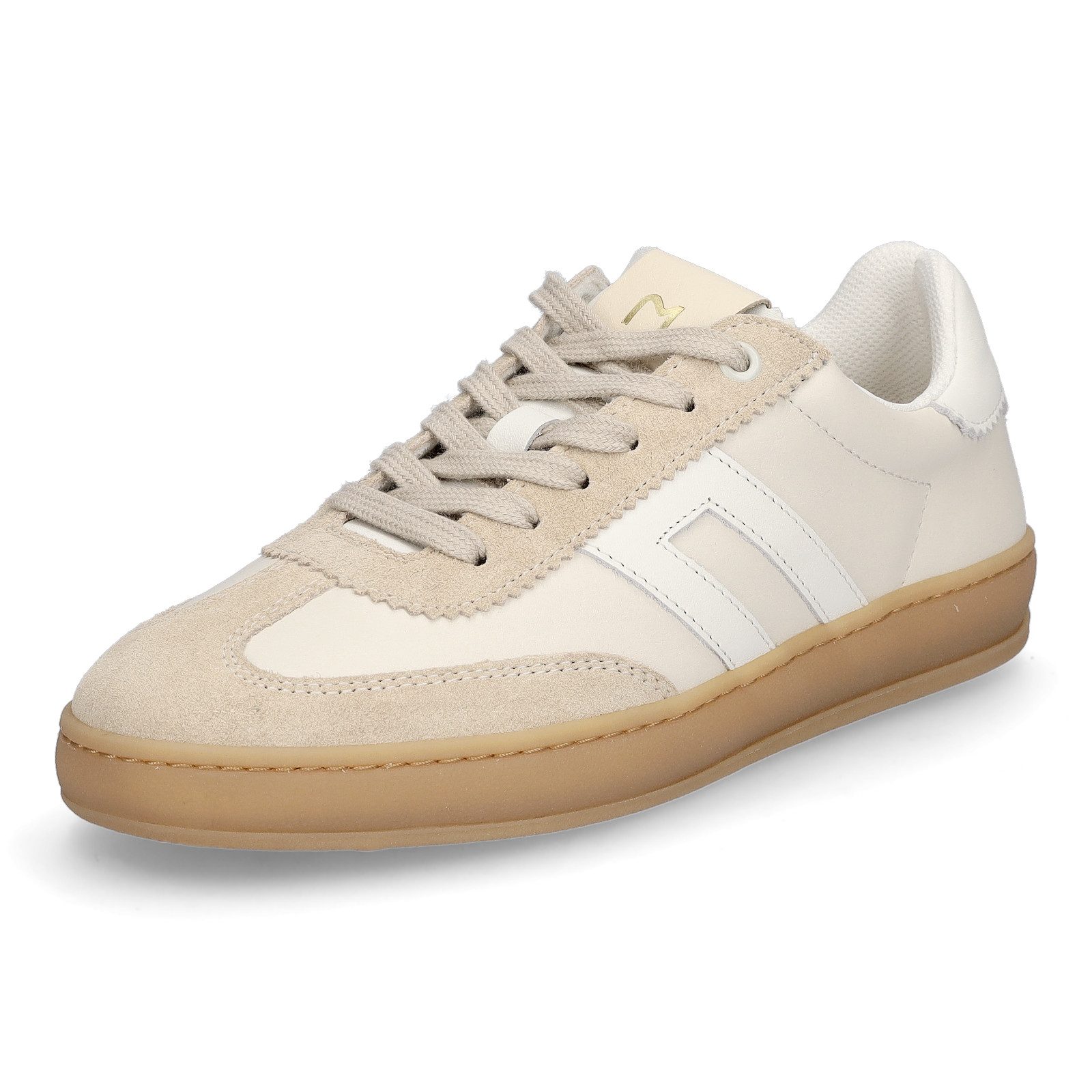 MIDS MOSS Damen Sneaker weiß sand aus Rauleder & Glattleder mit Wechselfußbett und Schnürung