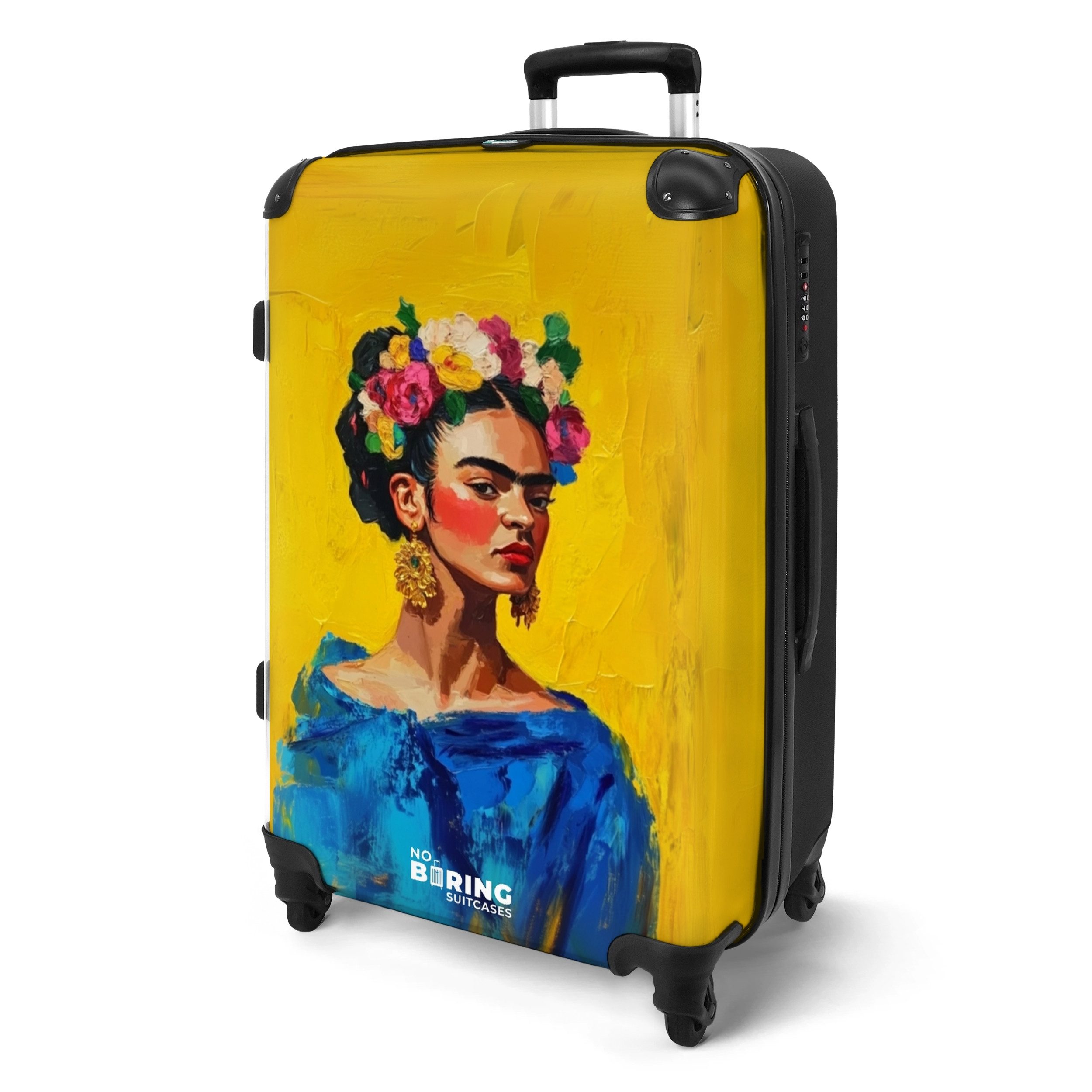 NoBoringSuitcases.com© Hartschalen-Trolley mit leuchtende Räder - Frau mit günstig online kaufen