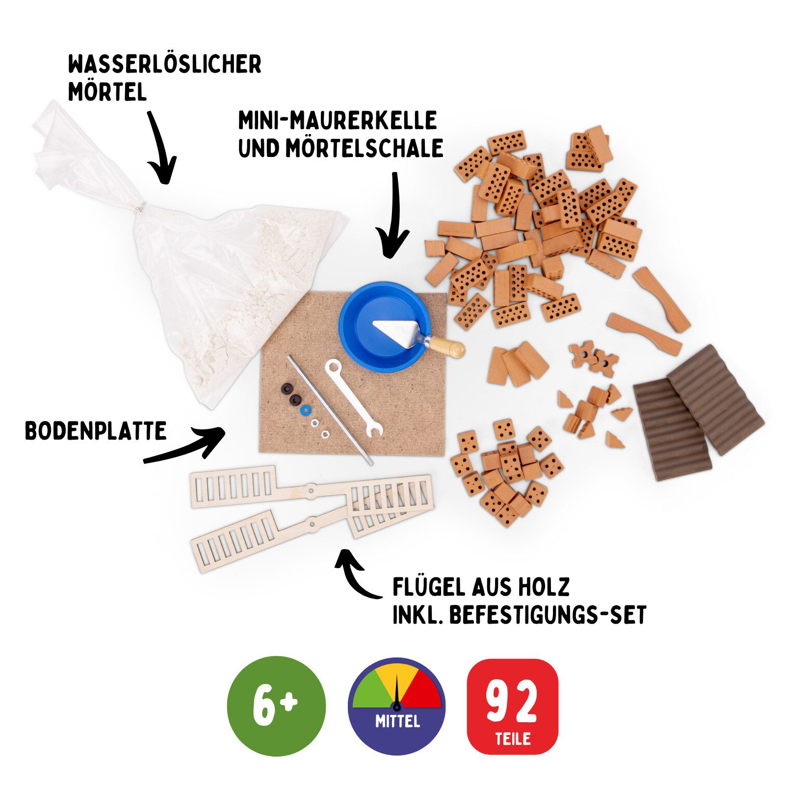 teifoc Windmühle Steinbaukasten, (Konstruktionsspielzeug, 100 St., Bastelset), Made in Germany, nachhaltig & vegan