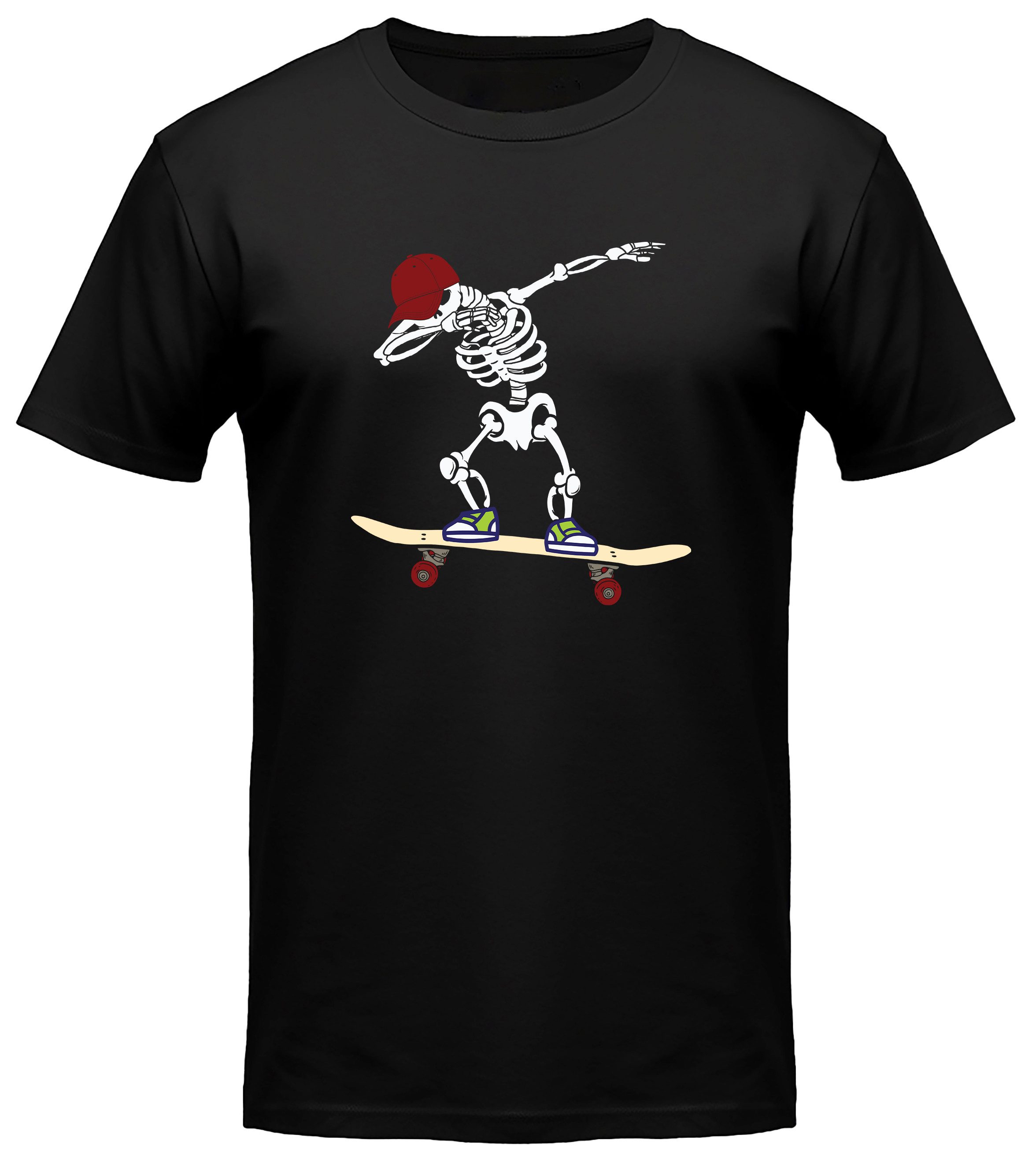 MyDesign24 T-Shirt Skater print Shirt Dab Skelett Skater T-Shirt schwarz kurzarm Regular Fit i519