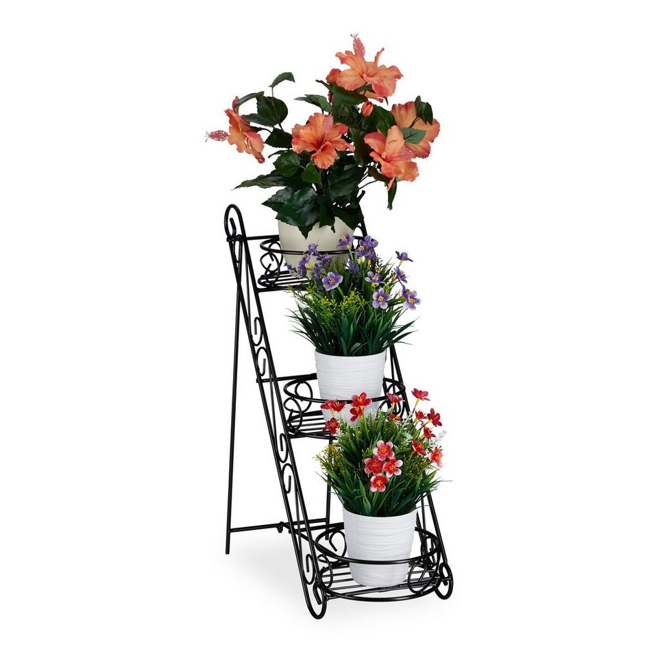 Blumentreppe Metall Blumenbank für Deko Blumenständer mehrstöckig Pflanzentreppe