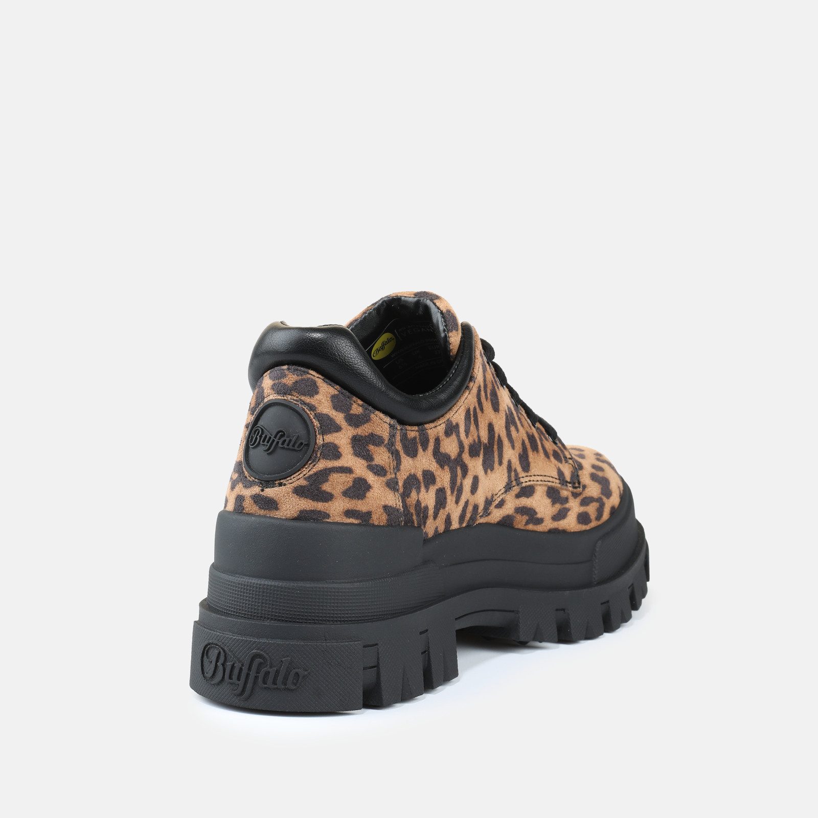 Buffalo ASPHA CLS Schnürschuh Plateauschuh, Halbschuh in trendiger Leo-Optik, mit Profilsohle