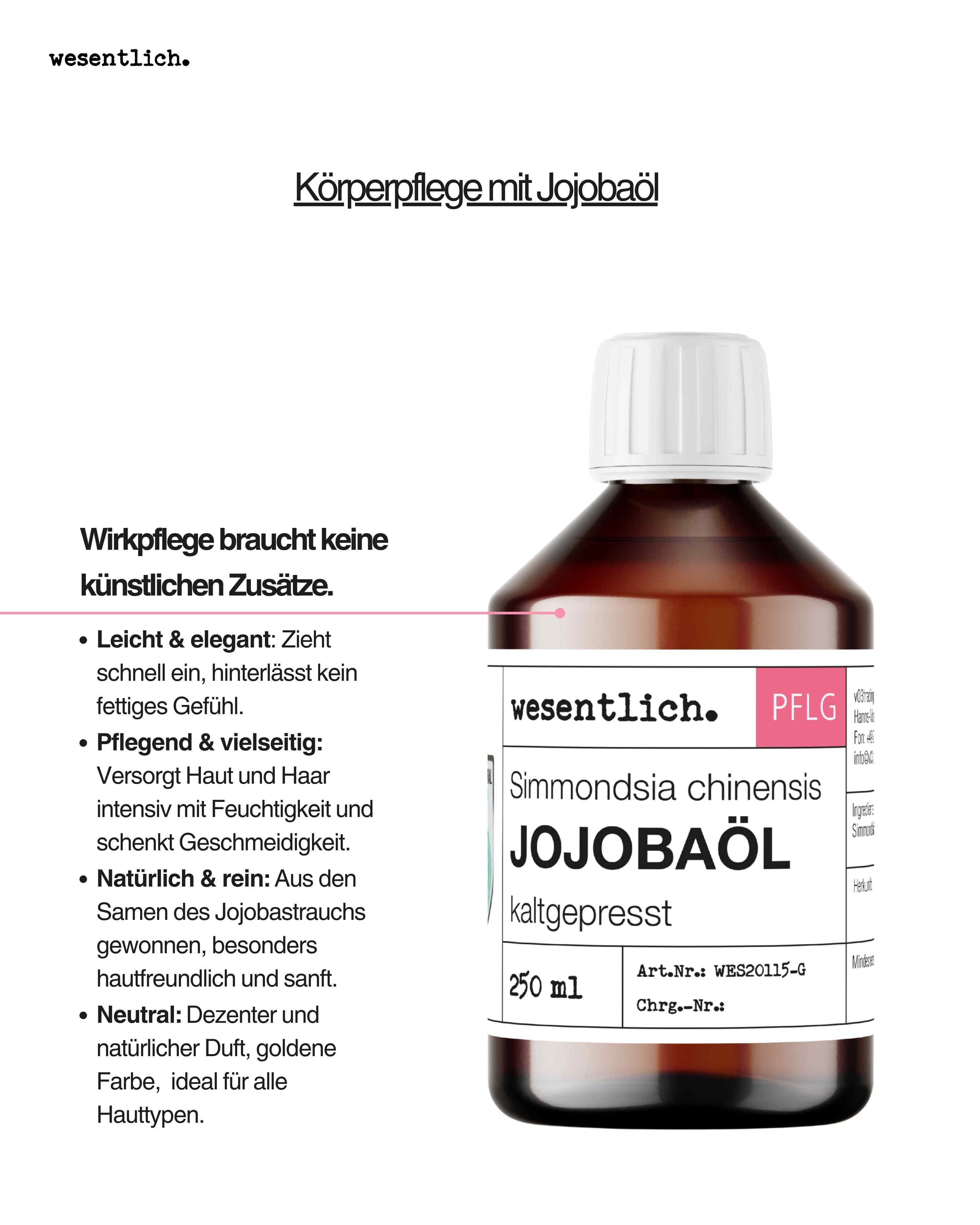 wesentlich. Körperöl Jojobaöl kaltgepresst 250ml von wesentlich.