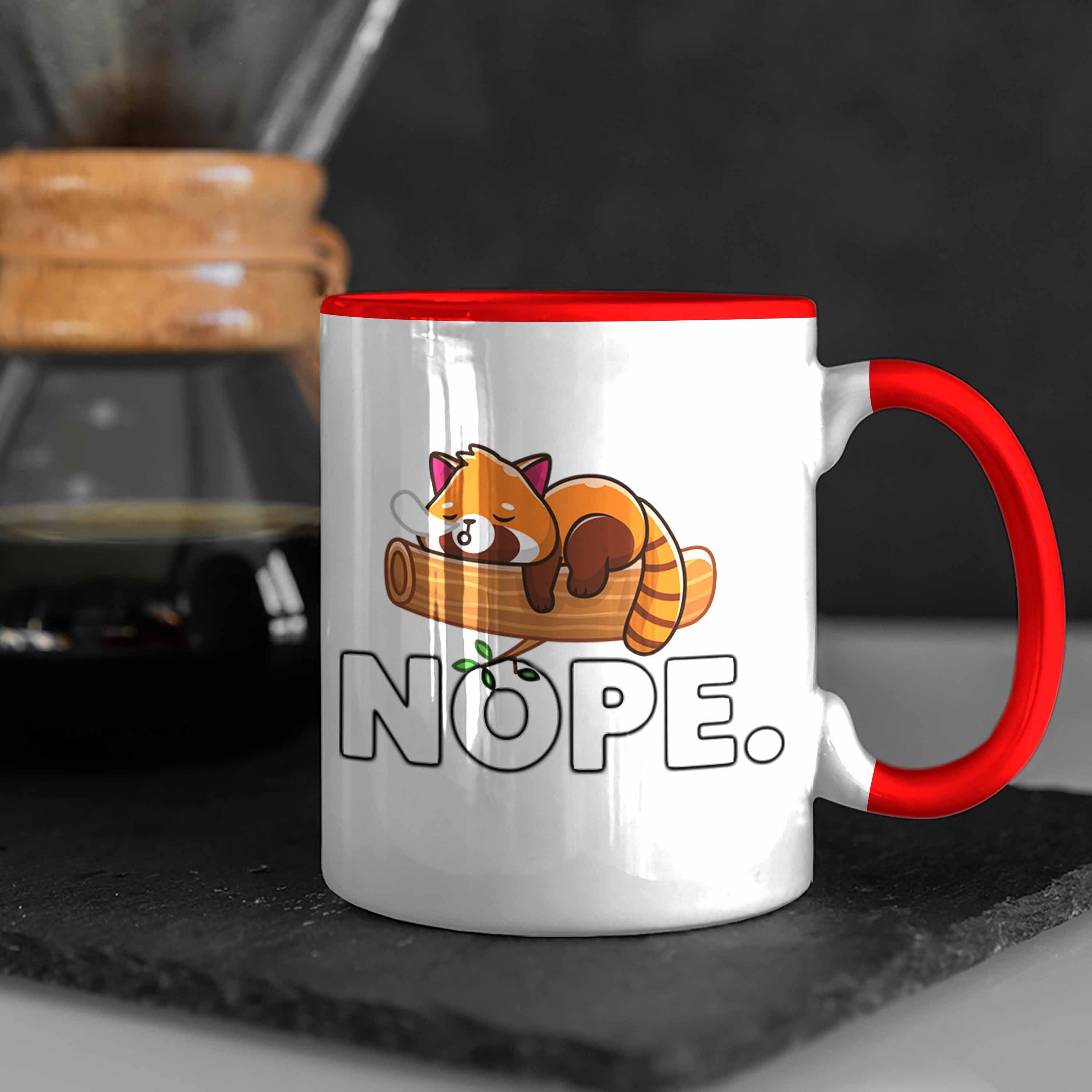 Kinder Trendation Fauler Lustige Tasse Trendation Roter Musik Panda Mädchen für Tasse - Nope Jungs Grafik Geschenkidee