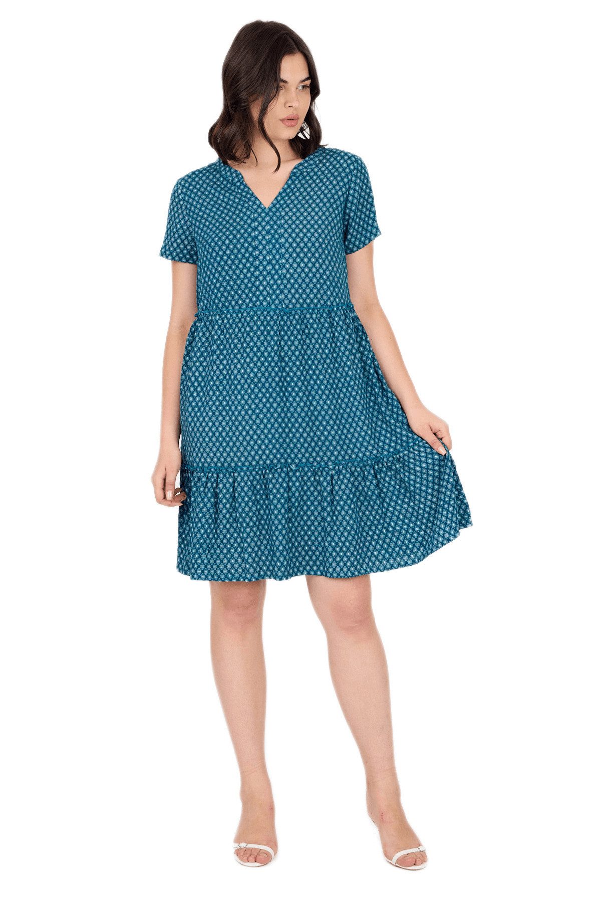 Phistan Midikleid Damenkleid aus Webstoff