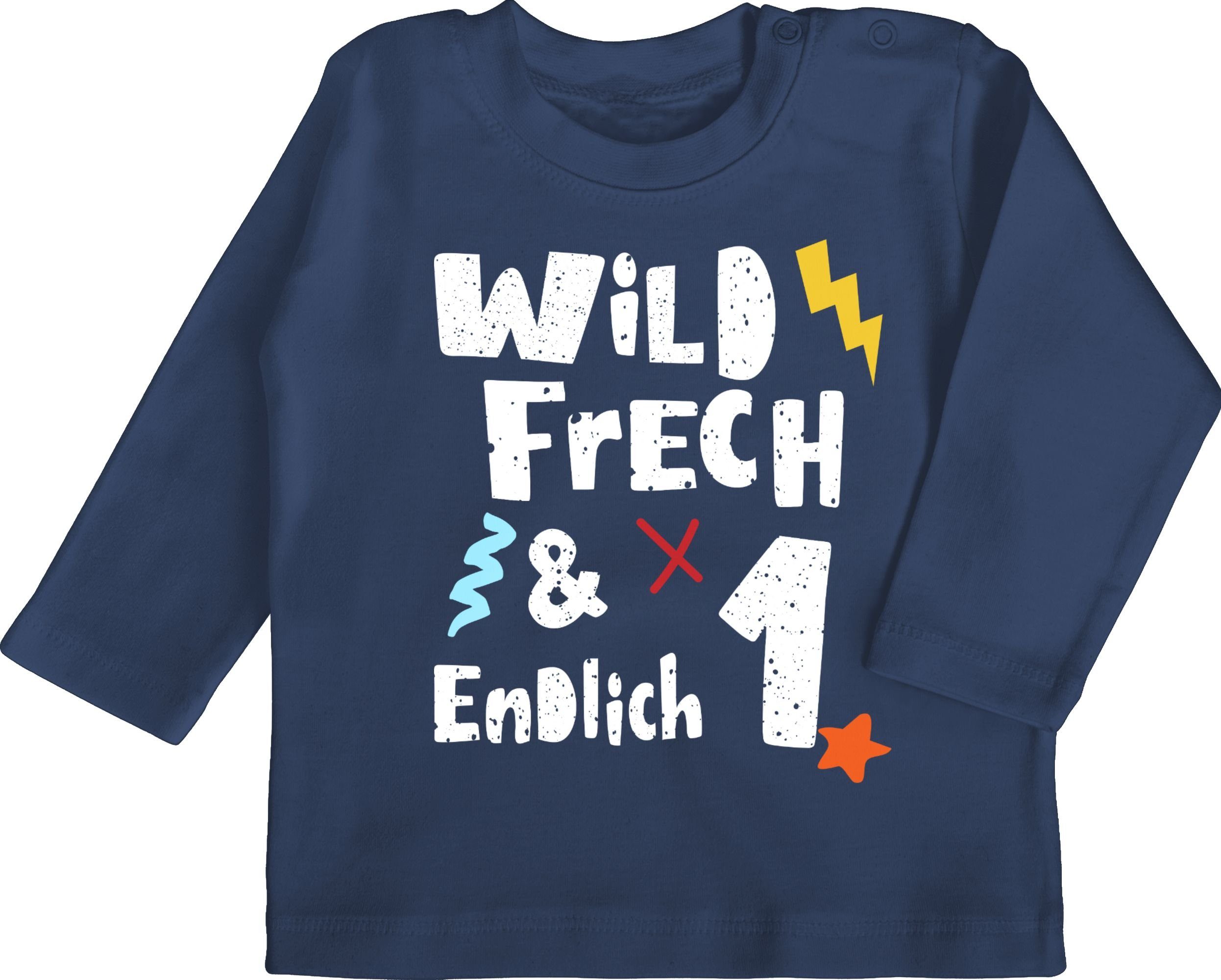 Shirtracer T-Shirt Wild frech und endlich 1 - Ein Jahre Wunderbar 1. Geburtstag 1 Navy Blau