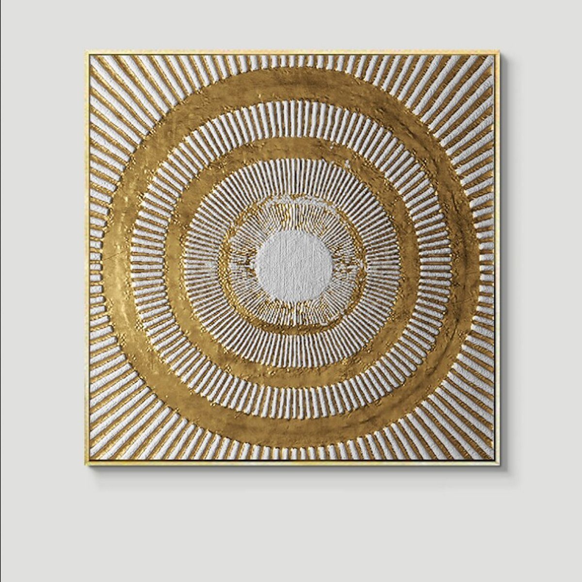 TPFLiving Kunstdruck (OHNE RAHMEN) Poster - Leinwand - Wandbild, Nordic Art - Abstrakte Quadrate - Bilder Wohnzimmer - (15 Motive in 4 verschiedenen Größen zur Auswahl), Farben: Schwarz und Gold - Größe: 40x40cm