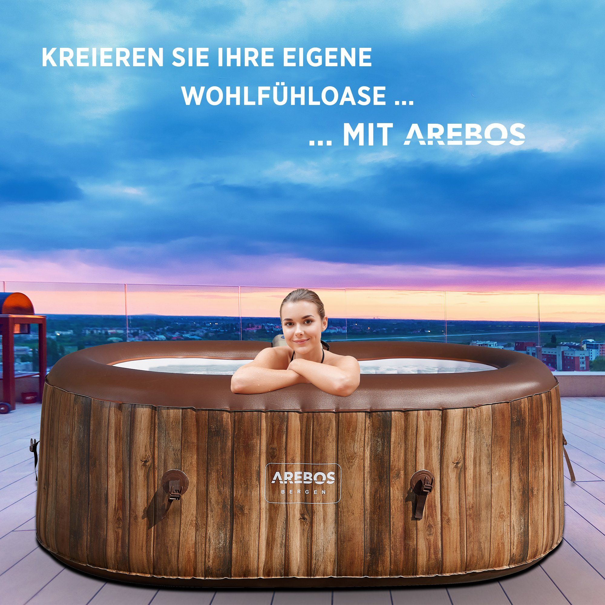 Arebos Whirlpool Aufblasbar, In- & Outdoor, günstig online kaufen