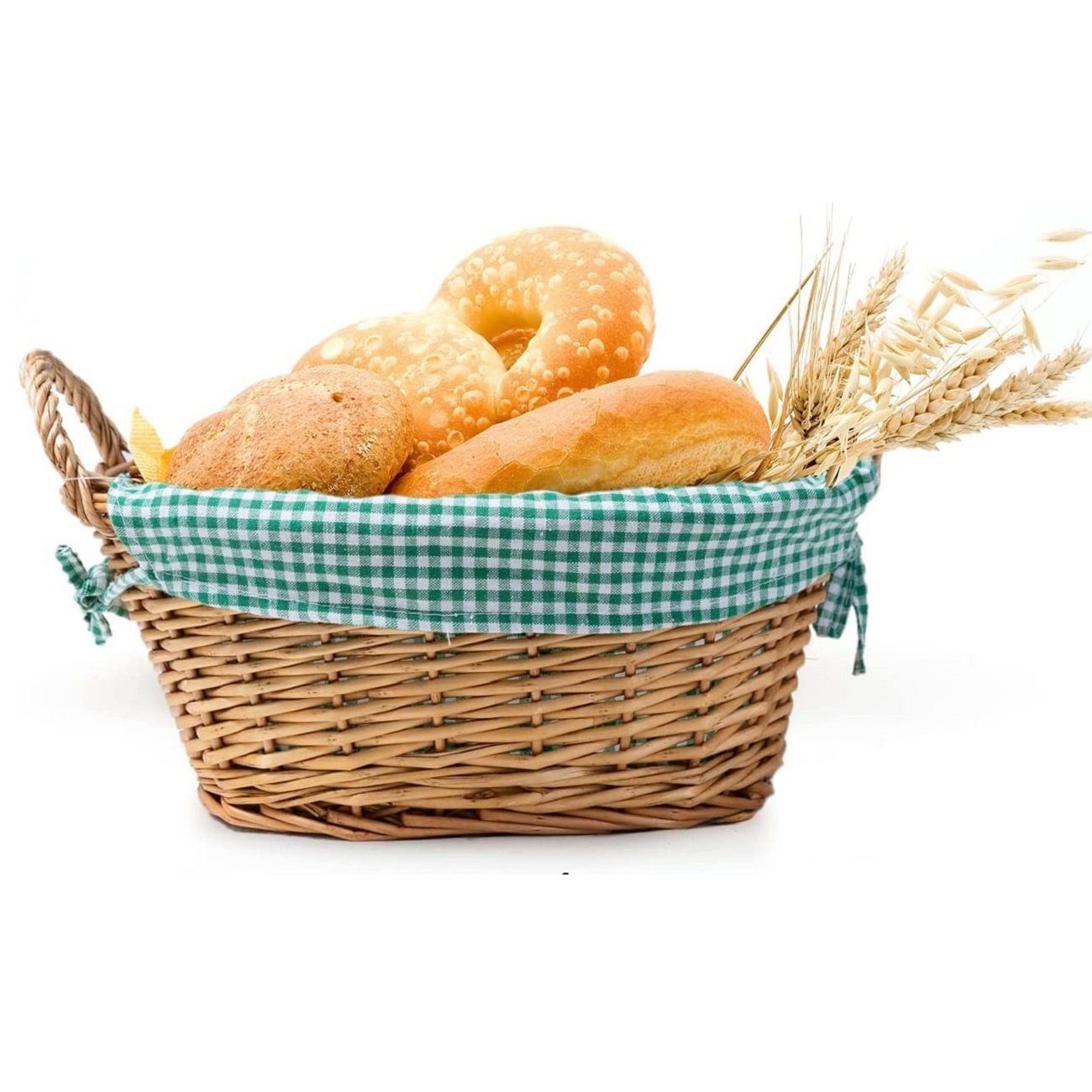 eGenuss Brotkorb eGenuss Brotkörbe mit mit Griffen Weidenbrotkörben Zubehör(€18,35/Stück) 2 Grün und Weide seitlichen Stoffbezug, - abnehmbarem