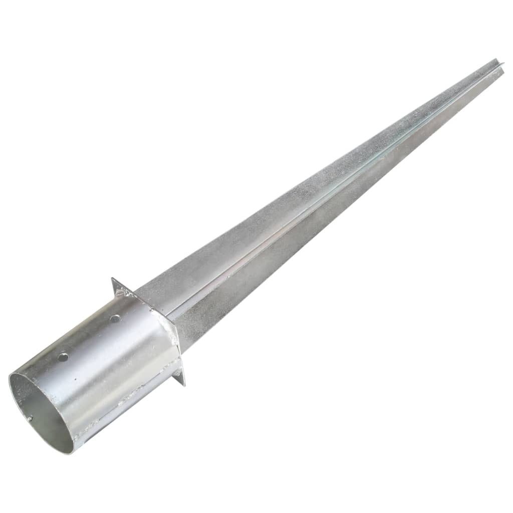 vidaXL Einschlagbodenhülse 10 x 76 cm Erdspieße 2 Stk Silbern 10x76 cm Verzinkter Stahl