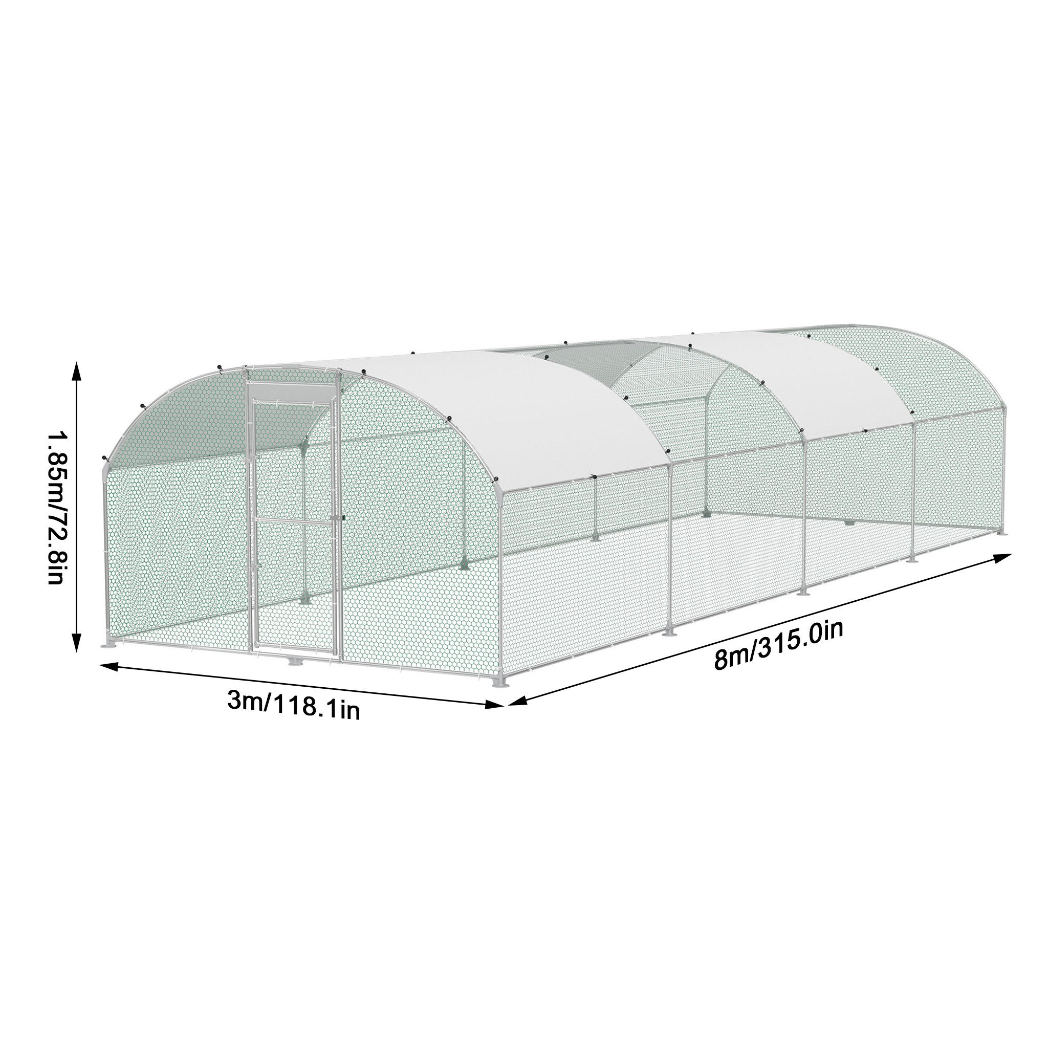 FIVMEN Hühnerstall Freilaufgehege Käfige Kleintierstall Verzinkter Stahl mit PE Dach, Hühnerkäfig Geflügelstall Voliere mit Schloss Kuppeldach Geflügelstall