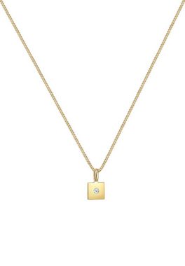 Elli DIAMONDS Collierkettchen Viereck Anhänger Diamant (0.015 ct) 585er Gelbgold