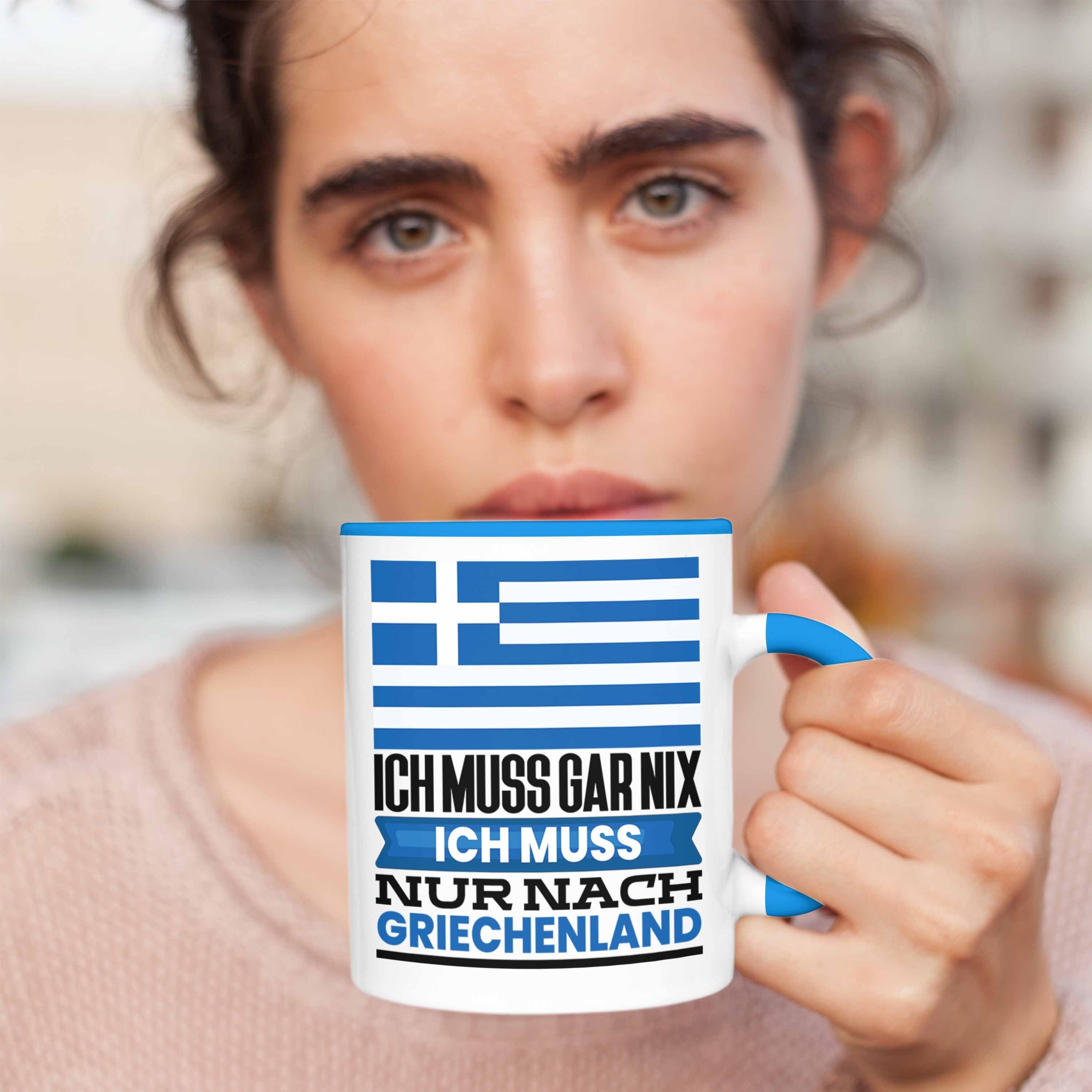 Tasse Griechen Geschenk Geschenkide Trendation Geburtstag für Blau Tasse Urlaub Griechenland