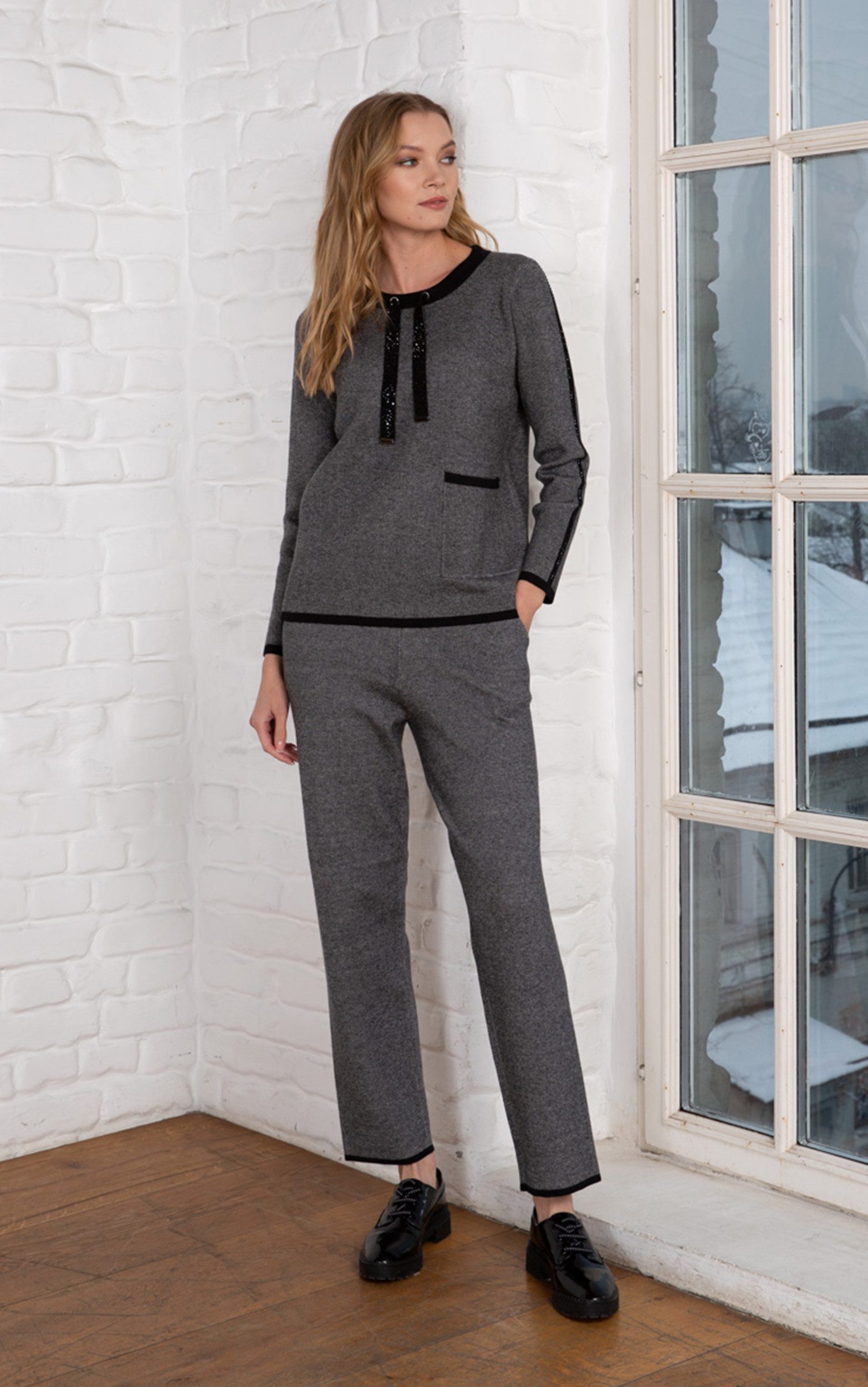 Passioni Strickhose mit Tunnelzug im Slim Fit günstig online kaufen