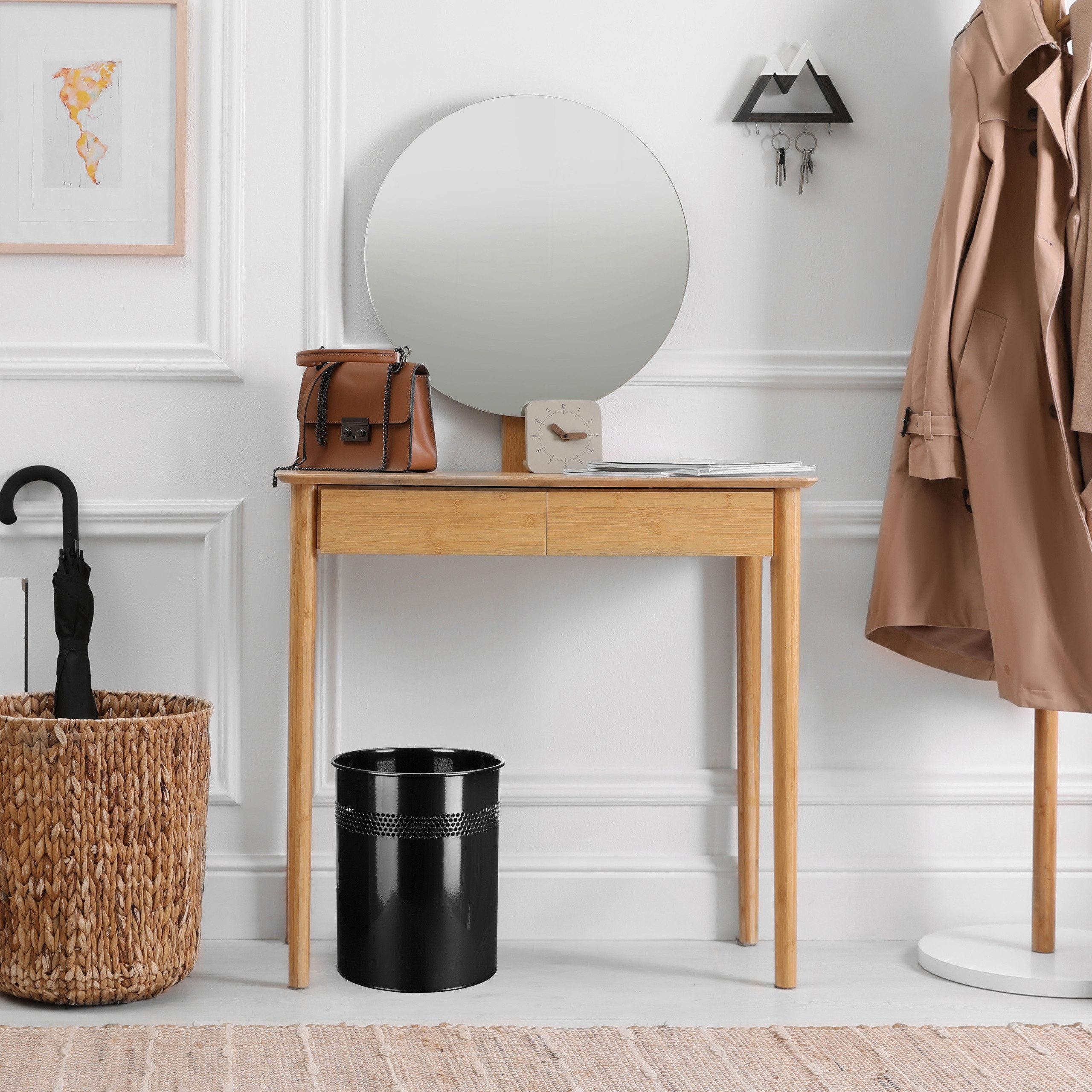 hjh OFFICE Mülleimer Mülleimer CLEAN III Stahlblech, 15 Liter Papierkorb Abfalleimer offen